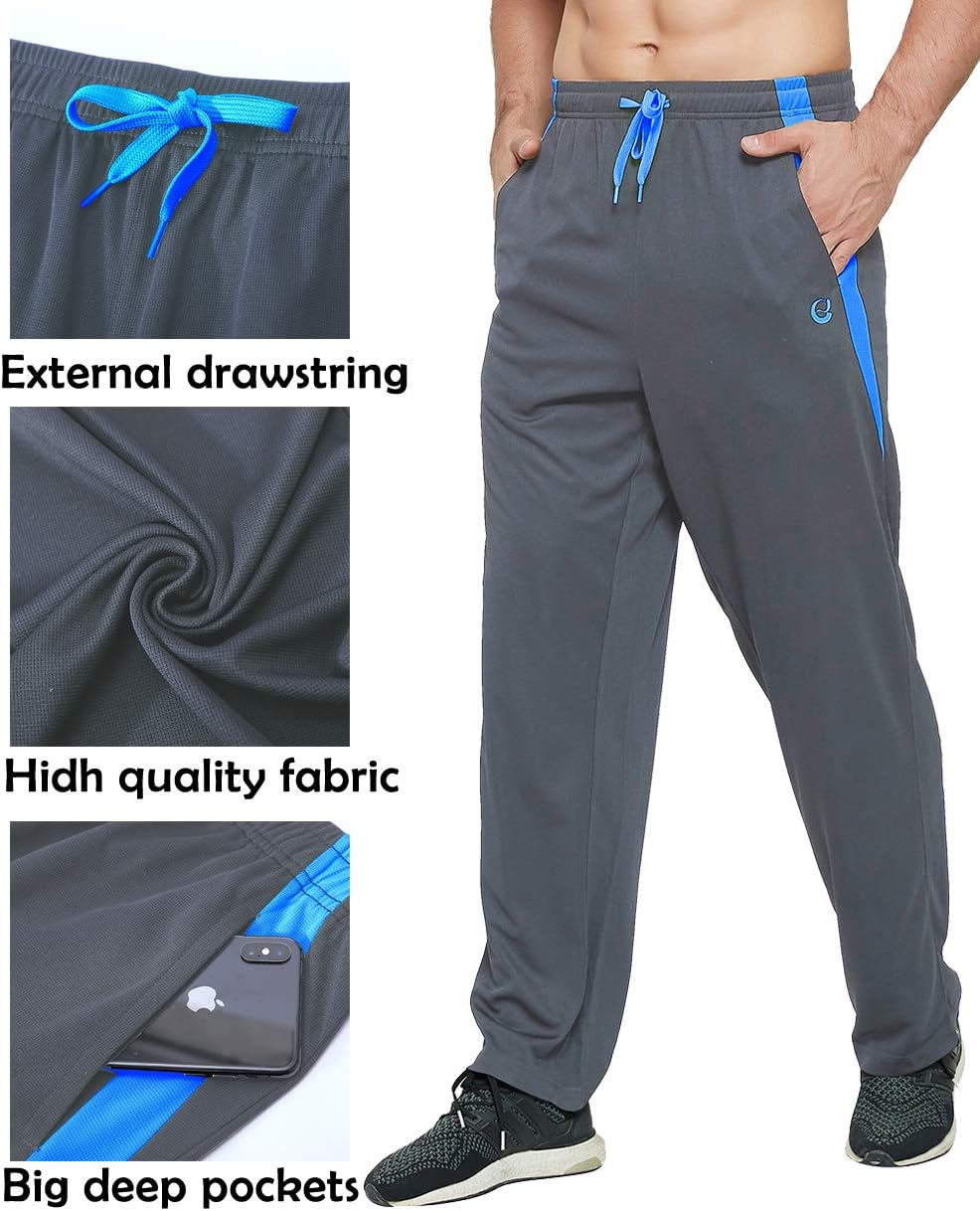 Men's Athletic Pant with Pockets Open Bottom Sweatpants for Men Workout, Exercise, Running - Image 6