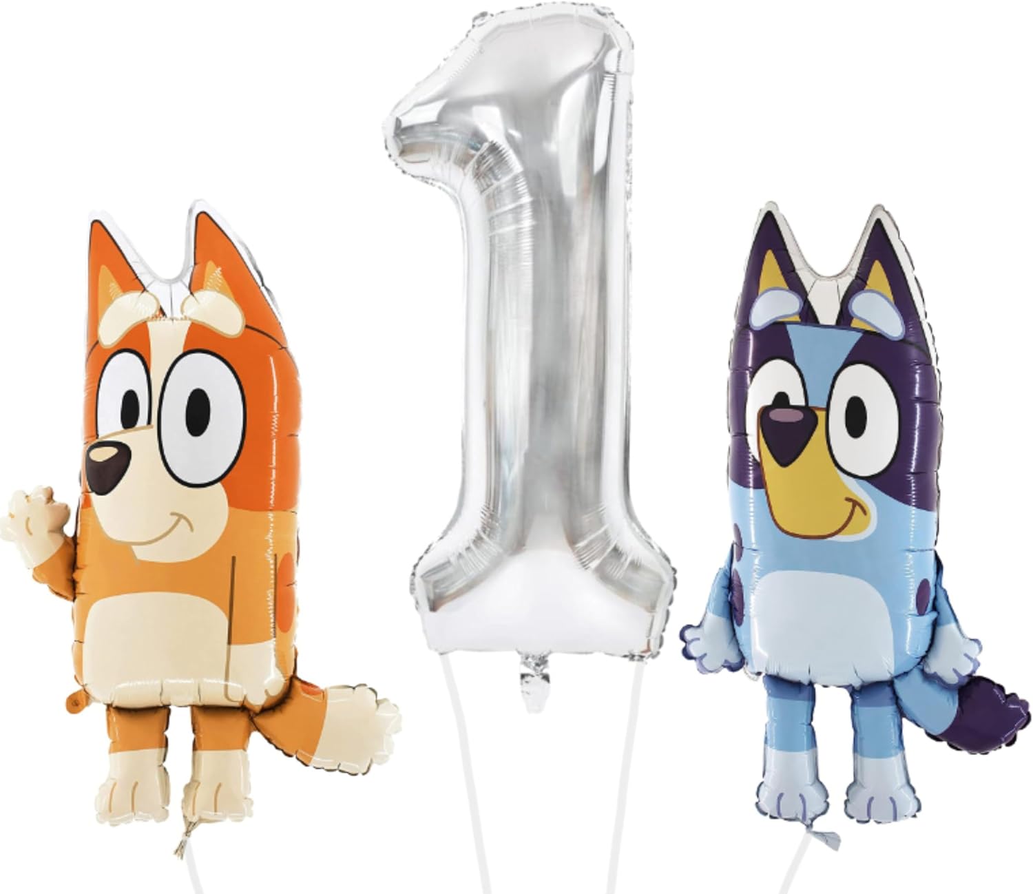 Toyland® Bluey & Bingo Balloon Pack - 2 x 32" Character Balloons & 1 x 40" Number Balloon - Kids Birthday Party Decorations