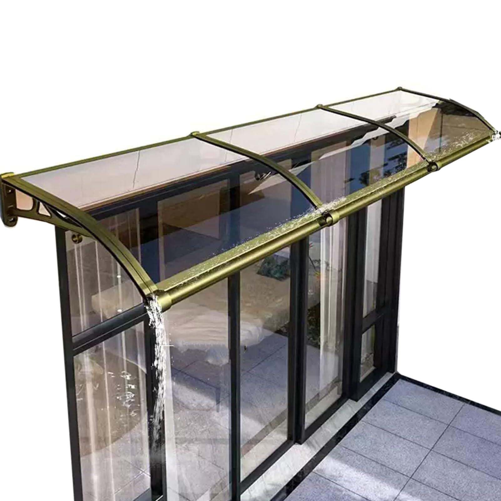Elegant Front Door Awning, Porch Rain Shelter, Aluminum Frame with Solid Polycarbonate Panels, UV Resistant, Windproof, Typhoon Resistant, Shields Entrance From Sun And Rain