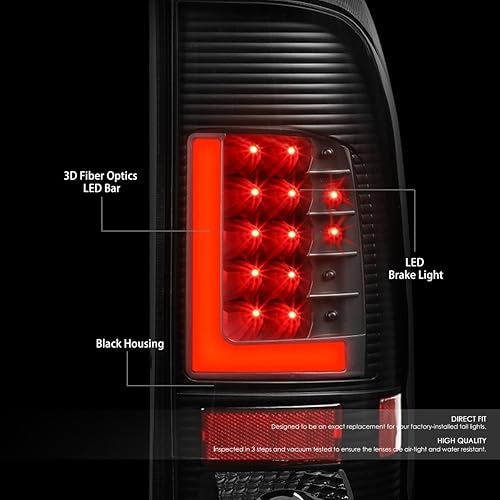 Miniatura 2 de DNA MOTORING TL-F15097-LED-RD3D-BK-CL Conjunto de luz trasera LED 3D para lado del conductor y del pasajero compatible con Ford F250 F350 F450 F550