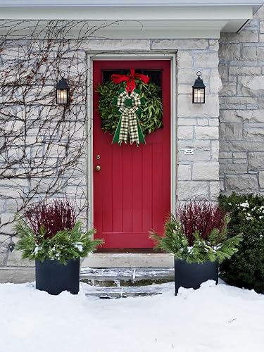 Miniatura 5 de Lazos grandes de Navidad para corona, lazos de corona de Navidad, lazos verdes a cuadros, lazos para decoración de árbol de casa de campo para