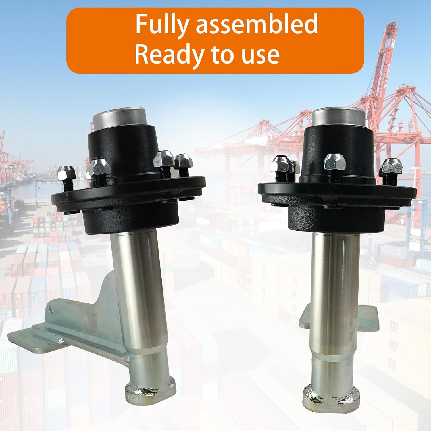 6-Lug 5.5'' Shipping Container Wheel Axles Shifting Tool Jack Kit Tie Down-Moves Fully Assembled Fit for 20ft - 40ft Heavy Duty Shipping Container, 2 Pack