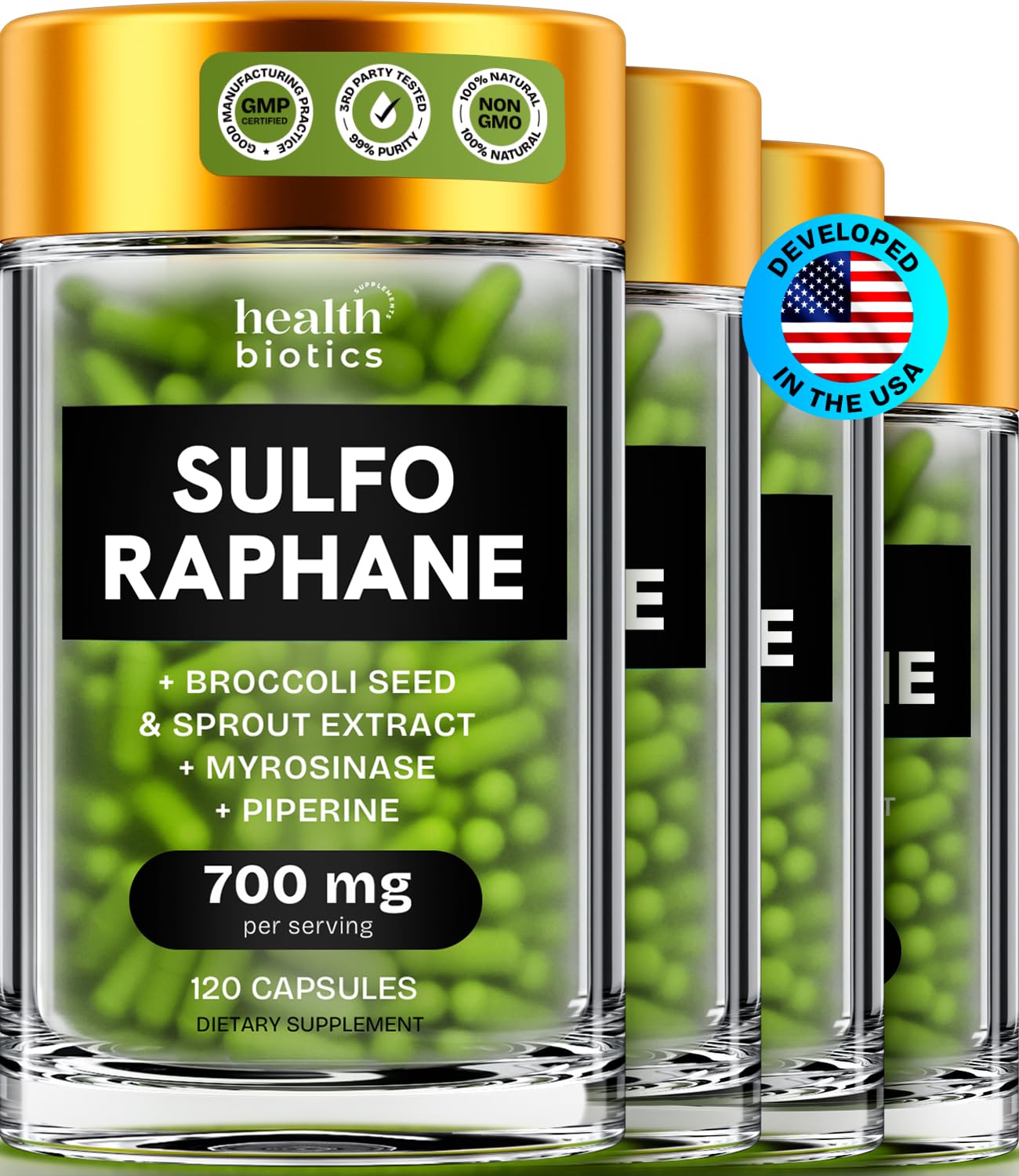 Liposomal Sulforaphane Supplement Organic Broccoli Sprouts, 700mg, 480 Caps