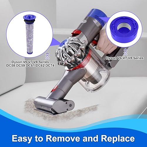 Miniatura 3 de Paquete de 8 filtros de repuesto para aspiradora compatibles con Dyson V7, V8 Animal y V8 Absolute Cordless Vacuum, 4 prefiltros y 4 postfiltros
