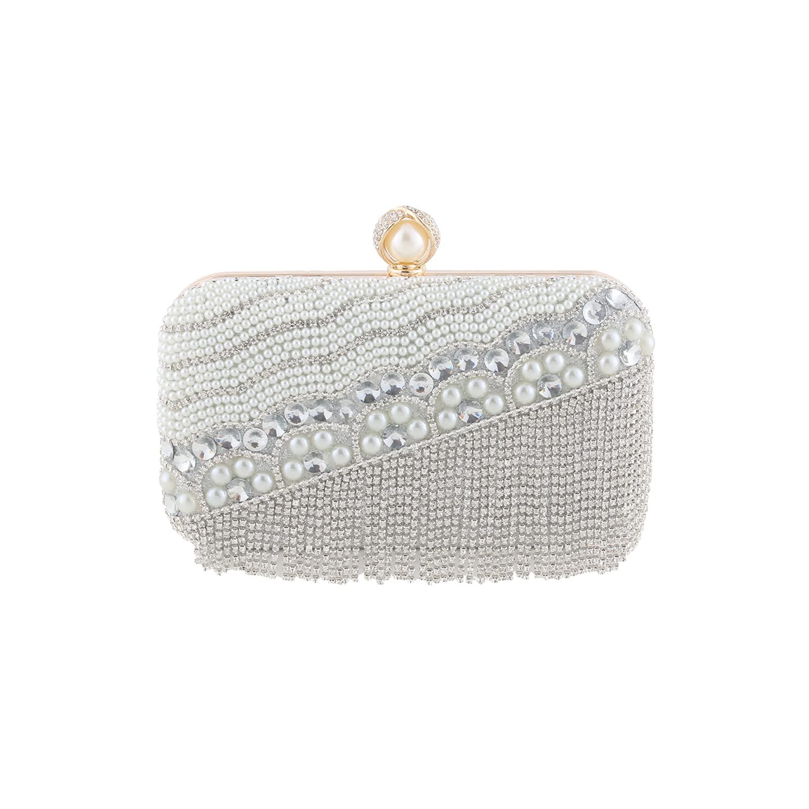CORIOS Bolso de Noche para Mujer Diamantes de Imitación Clutch Perlas Cartera de Mano Borla Embrague Bolso de Tarde de Las Señoras Bolsos Bandolera para Fiesta de Graduación Banquete Boda