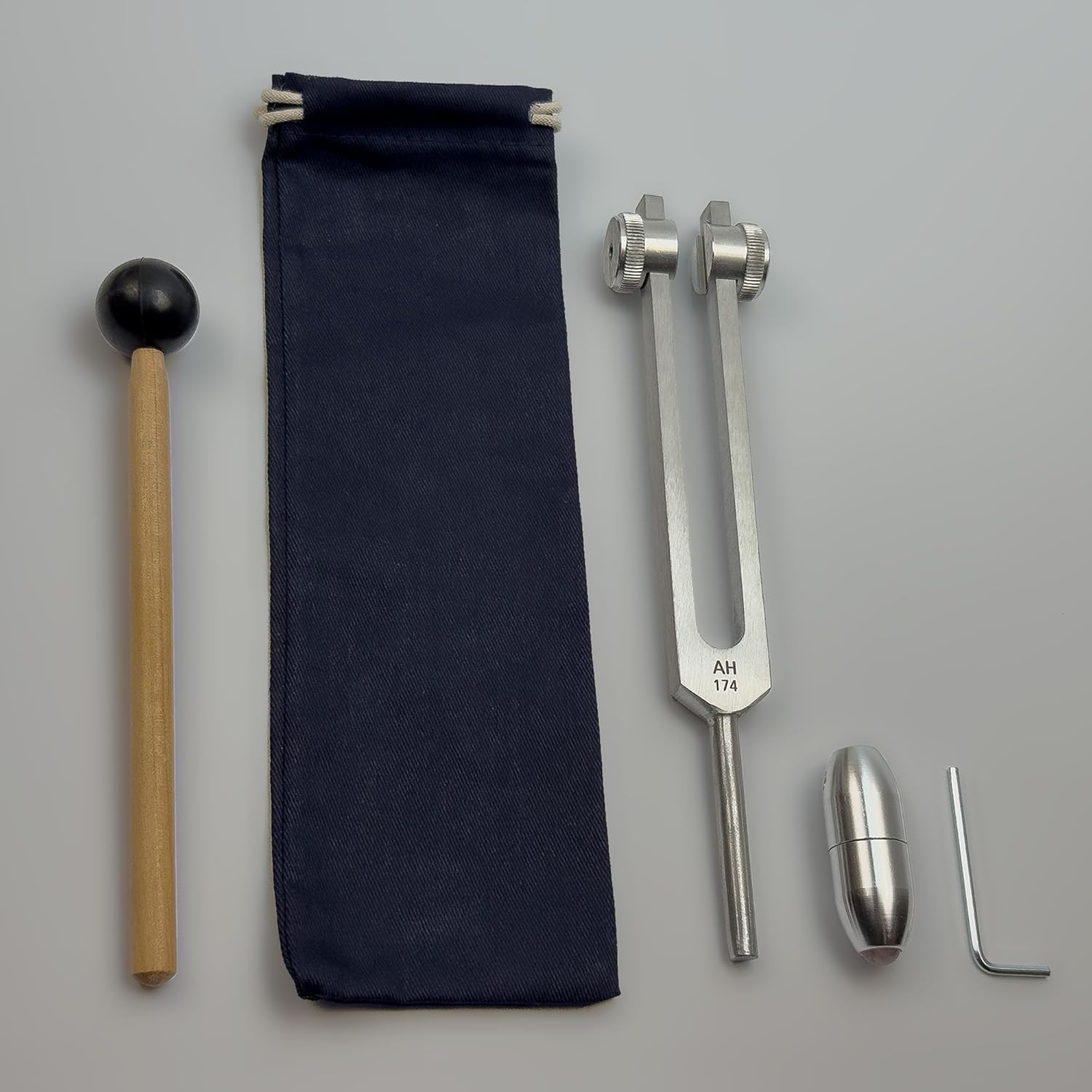 174 Solfeggio Tuning Fork with Rose Quartz Attenuator Attachment – Sound Healing and Biofield Harmonization - Vibration and Crystal Therapy Tools - Gemstone Boot Handle | Silver