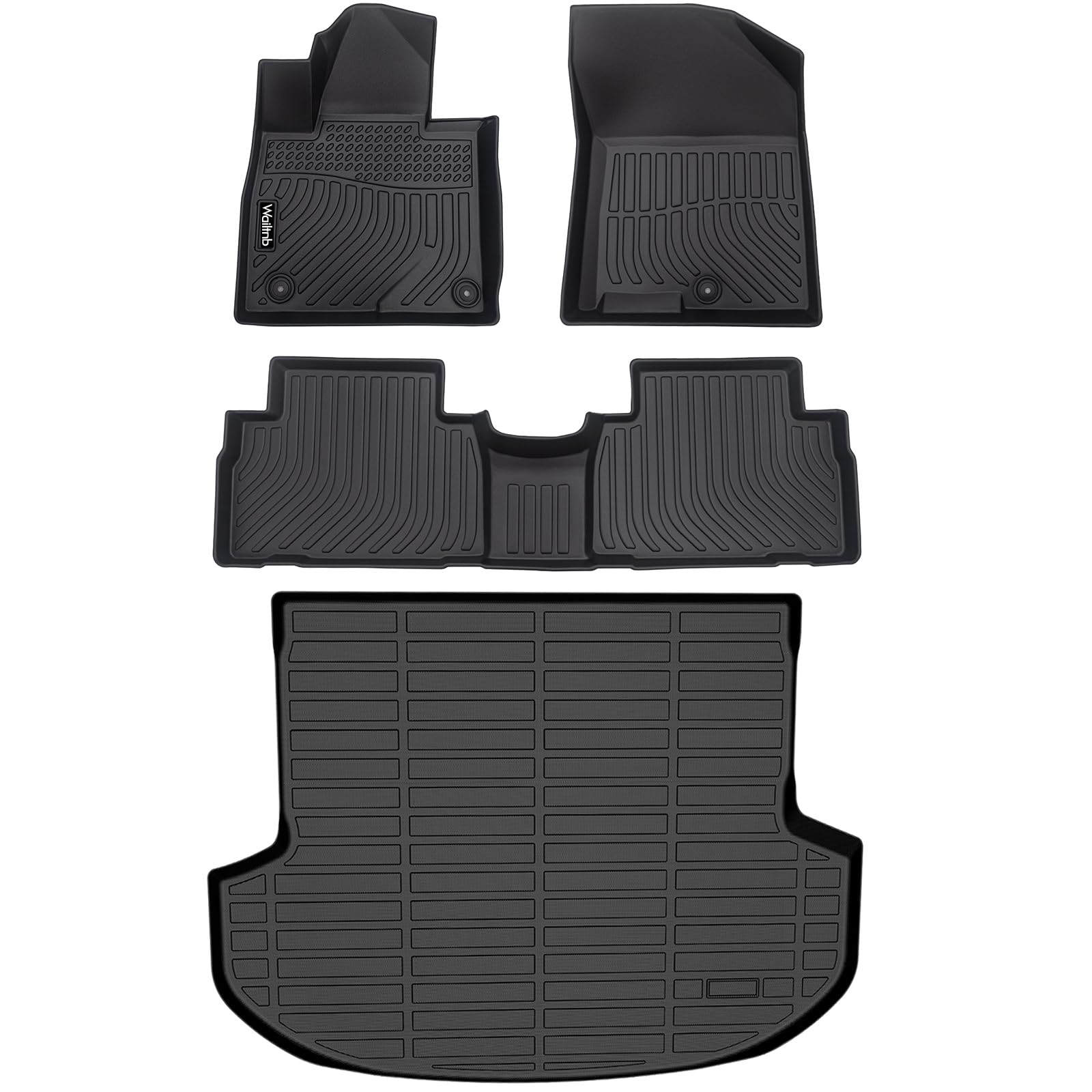 Wailtnb-Car Floor Mat for Hyundai Santa Fe 2019-2020 All-Weather Mat Protection Black Accessories