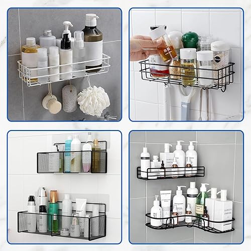 Miniatura 7 de 2 piezas de repuesto adhesivo para carrito de ducha  Reemplazo de estantes adhesivos de ducha de baño  Resistente transparente sin taladros