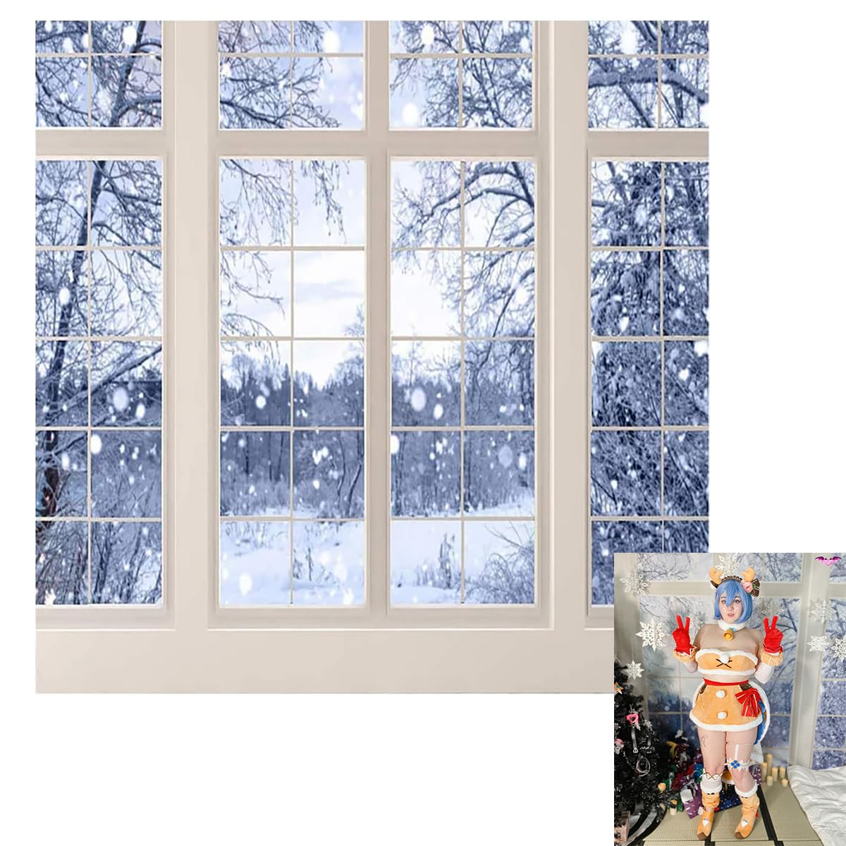 Amazon | Kate 10x10フィート 窓 冬 雪景色 背景幕 写真 クリスマス 雪