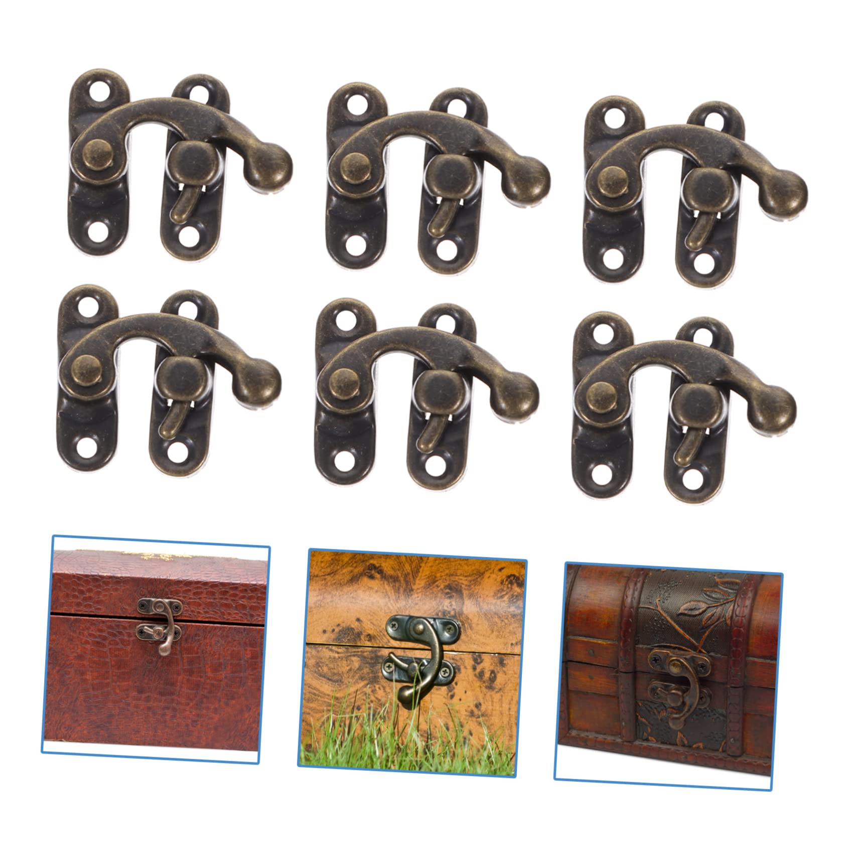 Generic 3sets Unique Swing Arm Hasp Right Latch Hook Vintage Jewelry Box Hardware Easy Install Screws 40pcs*3