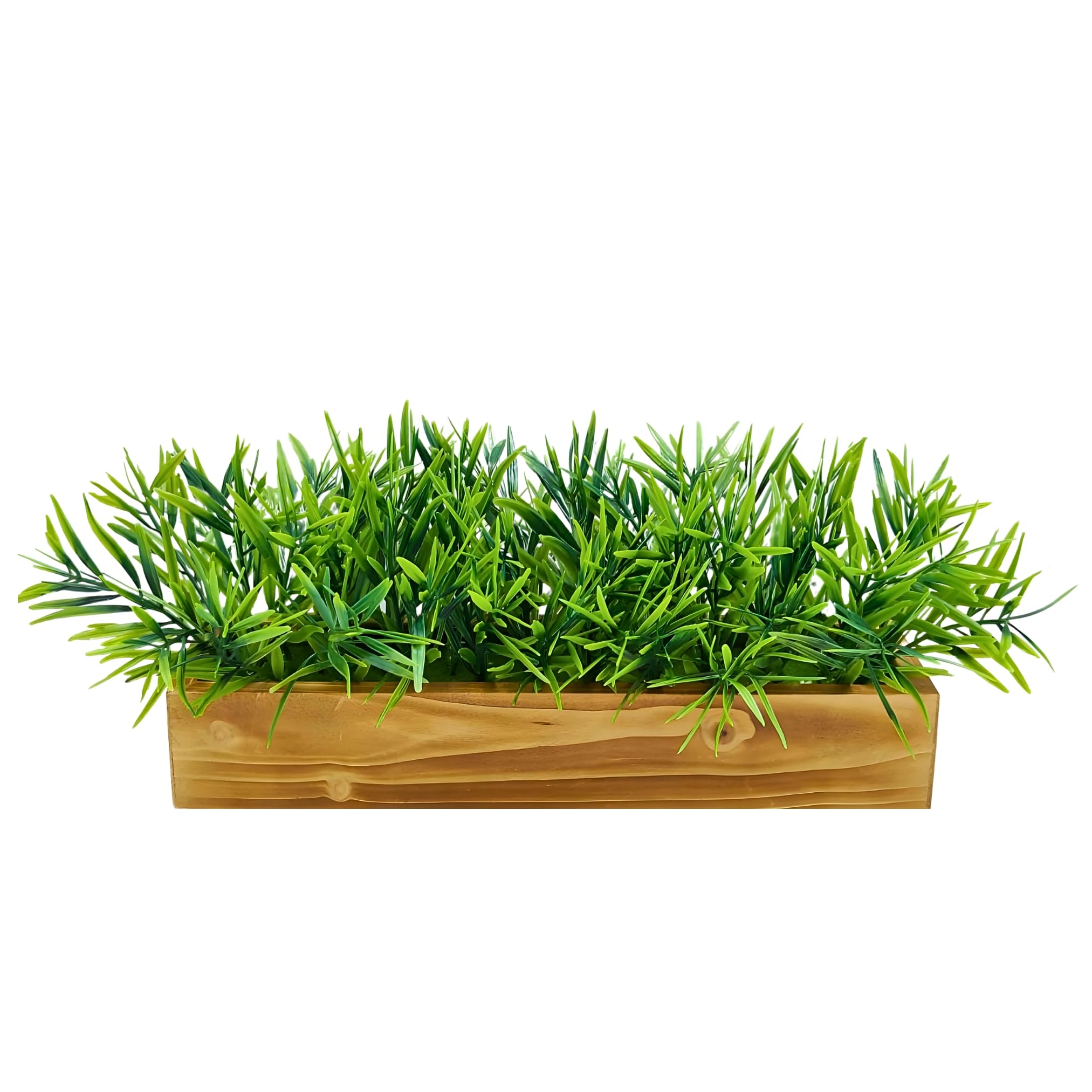 fancymart Plastic Artificial Plant Mini Bamboo Bunch In Wood Planter, Home And Office Decor Items, Green, 11