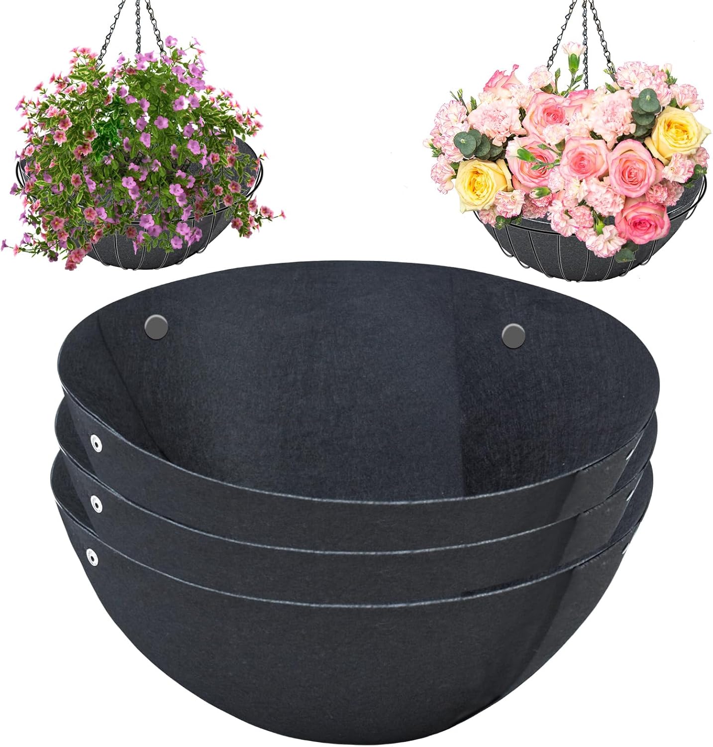 Emsiok 3PCS 14 Inch Round Hanging Basket Liners Fabric