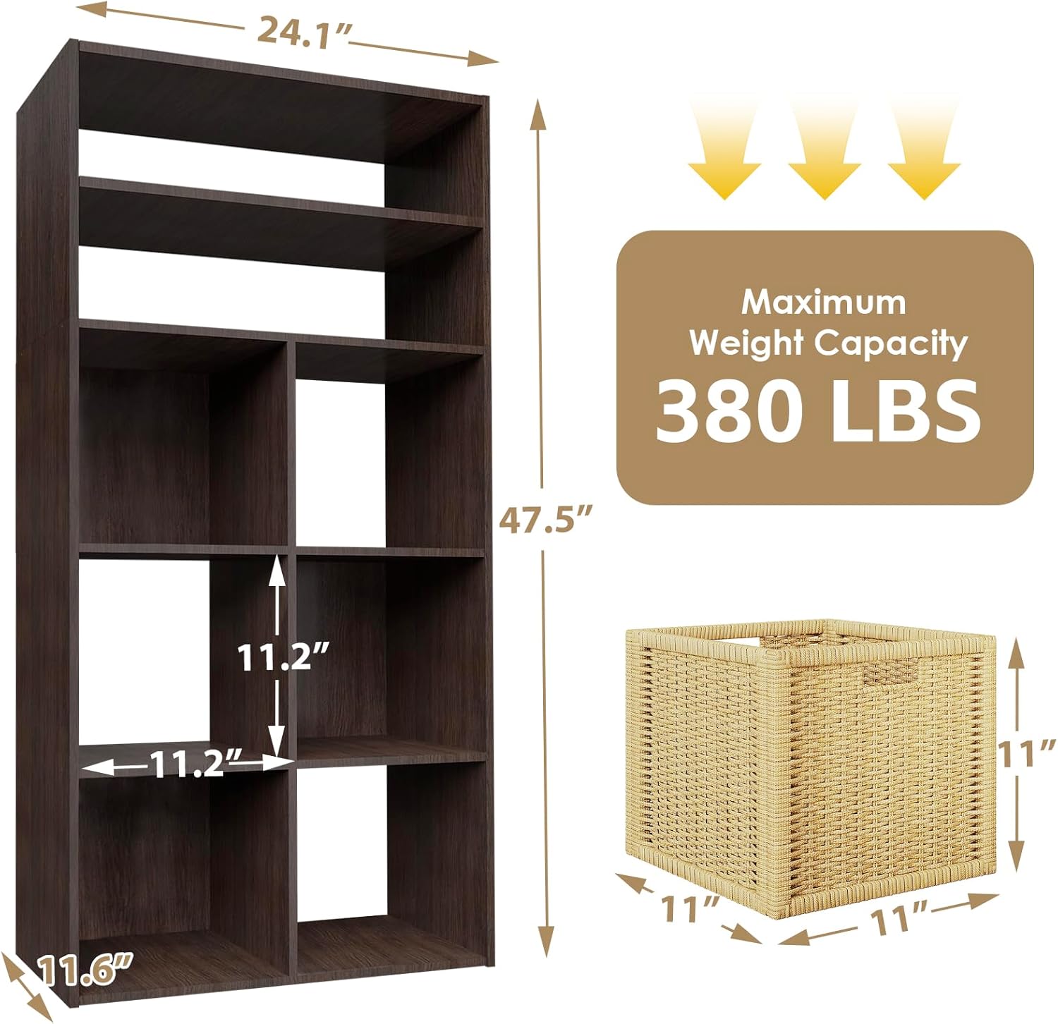 PrimeZone Stackable 6 Cube Storage Organizer: Wood Cubes Shelf Fits Cubby Bins - Square Cubicle Bookshelf with Shoe Rack for Closet Bedroom - Open Storage Shelf for Toy Clothes Book Shoe, Espresso