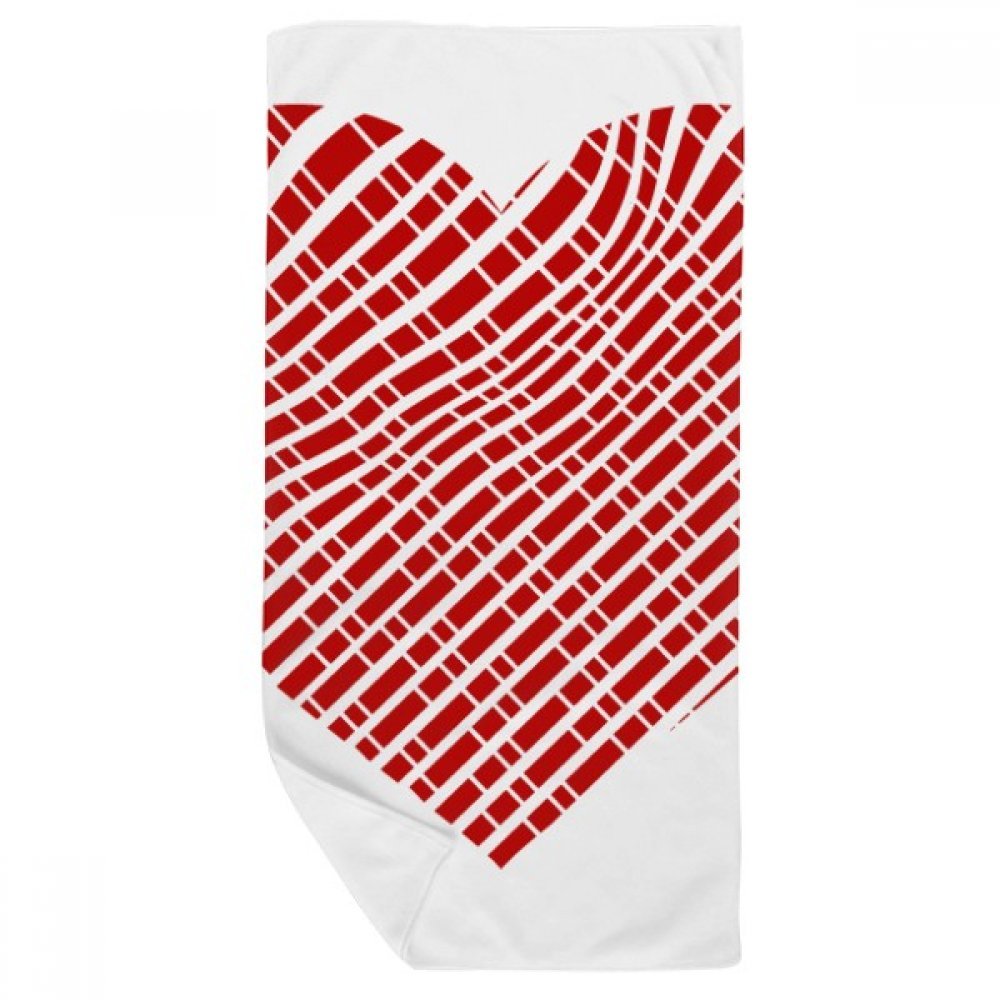 Serviette de bain motif coeur rouge 35x70cm drap de douche multicolor doux