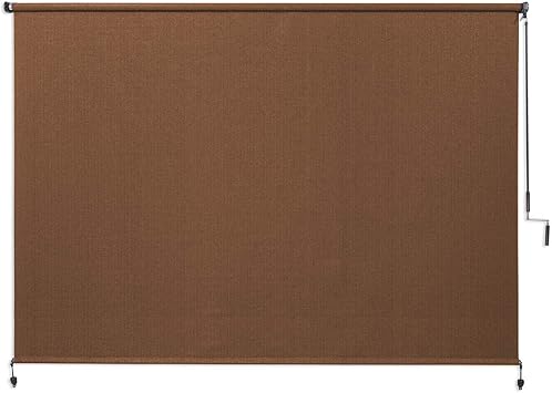 Coolaroo Exterior Roller Shade, Cordless Roller Shade with 90% UV Protection, No Valance, 8 W X 6 L, Mocha