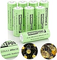 Vista 8 de Henreepow Batería solar 2/3AAA, batería recargable de 2/3AAA 400mAh, batería recargable de baja autodescarga de 2/3AAA 1.2V, paquete de 4 para luces