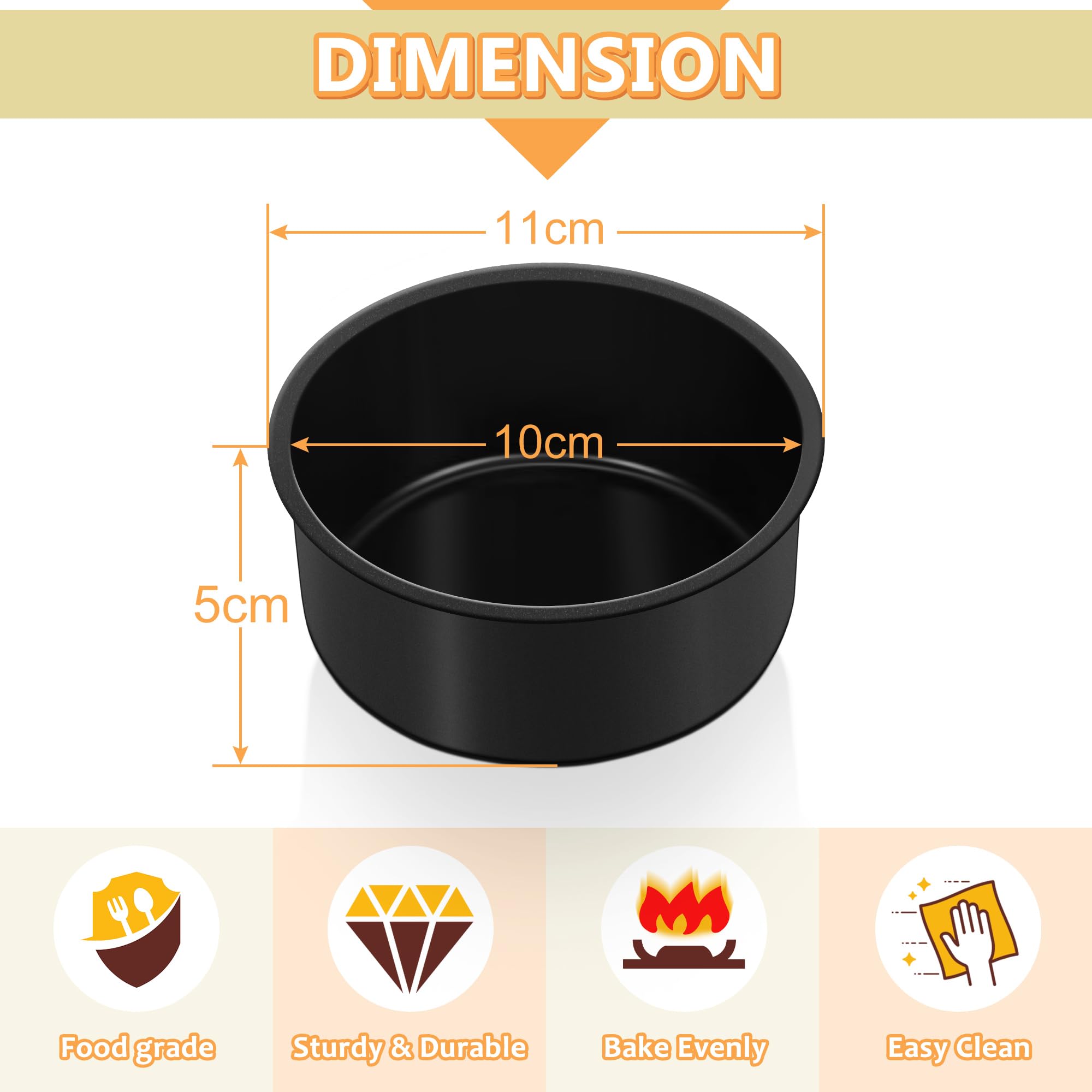 Joyfair Teglie Da Forno 10 Cm In Acciaio Inox – Set Da 3 Stampini Antiaderenti - 3