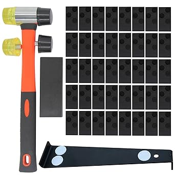 Motcoda Laminate Wood Flooring Installation Kit Hardwood Floor Vinyl Floor Plank Install Tools Reinforced Double-Faced Mallet Heavy Duty Pull Bar Rubber Tapping Block and 40 pcs