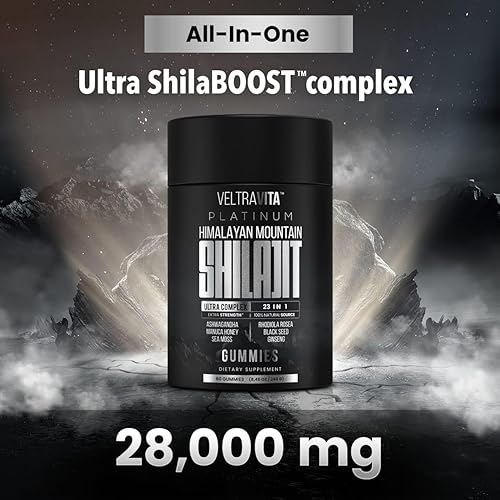 Miniatura 2 de 28000 mg, 23 en 1, Shilajit del Himalaya para hombres, Ashwagandha Gummies Platino, Gel de musgo marino irlandés, aceite de semilla negra, miel de