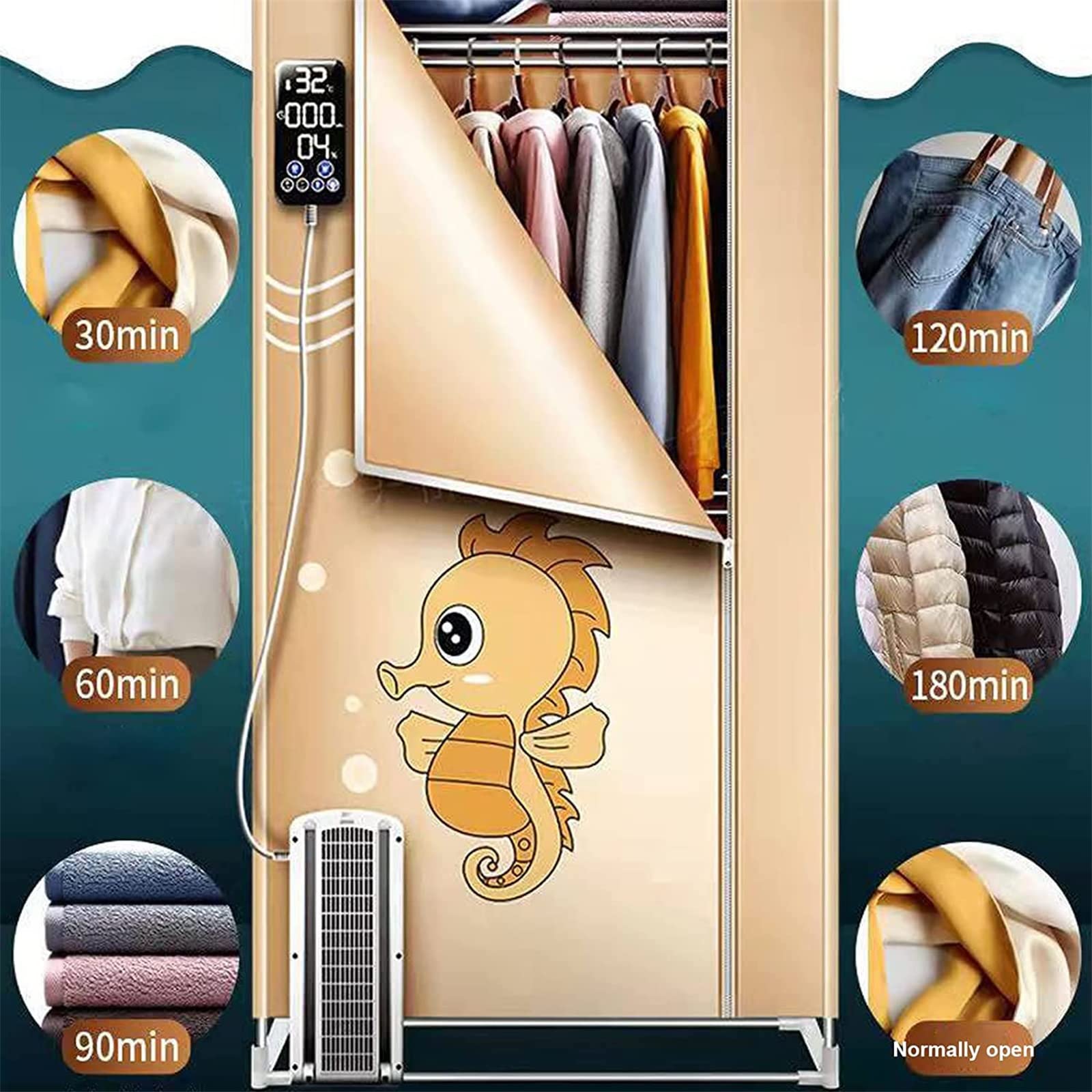 2000W Lntelligent calentó el aireador de la ropa, secador de ropa eléctrico, estantes de acero inoxidable de secado de ropa de doble capa secador de energía eficiente, baja energía calentó aireadore