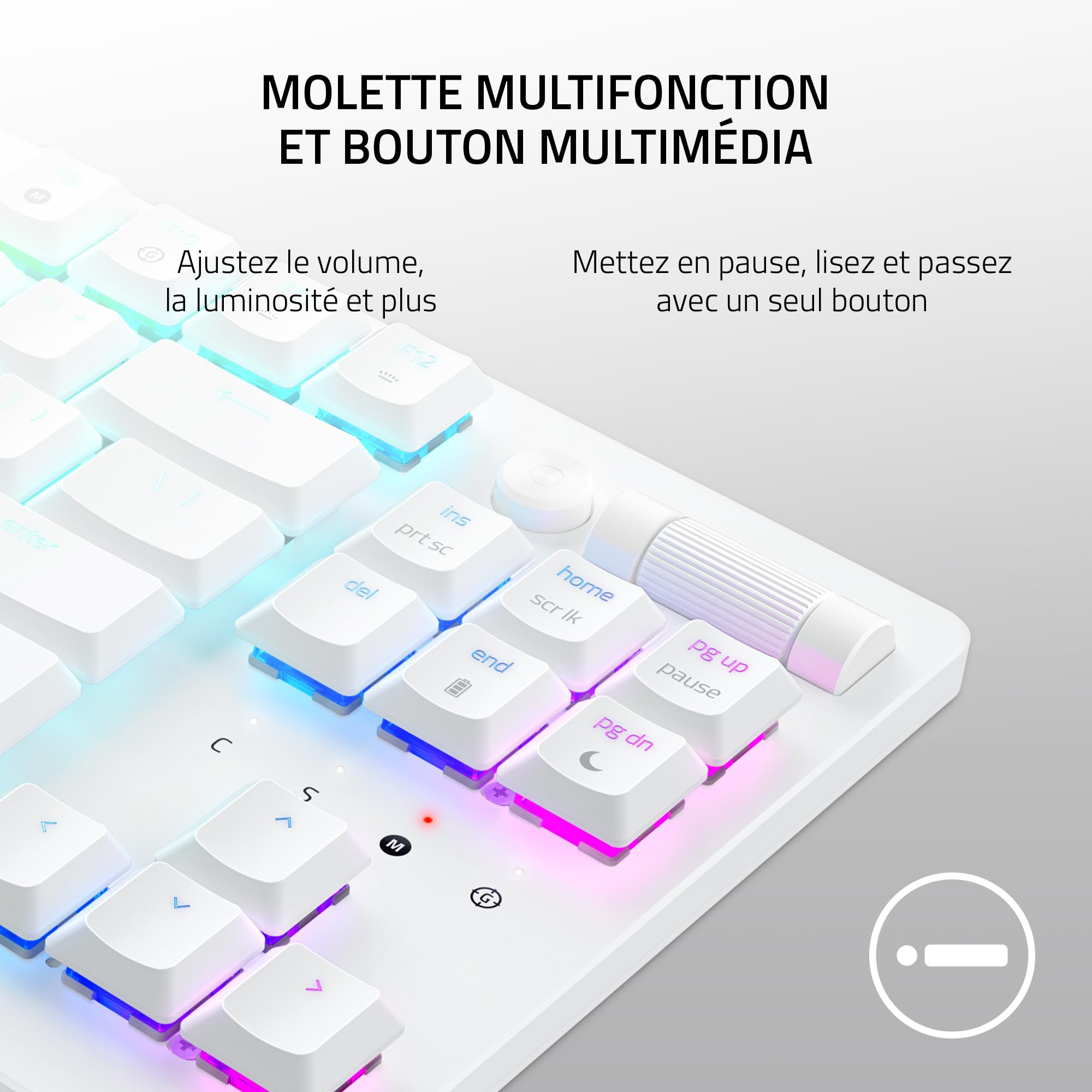 Razer DeathStalker V2 Pro Tenkeyless (Switches Rouges) - Clavier Gamer Optique sans-Fil à Profil Bas (Switches Optiques Linéaires et Silencieux, sans-Fil HyperSpeed, Bluetooth) Clavier US | Blanc