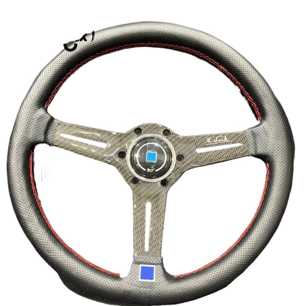 Volante da Corsa universale,Volante da Corsa Volante sportivo universale in pelle for auto in fibra di carbonio da 14 pollici e 350 mm(Size-1)