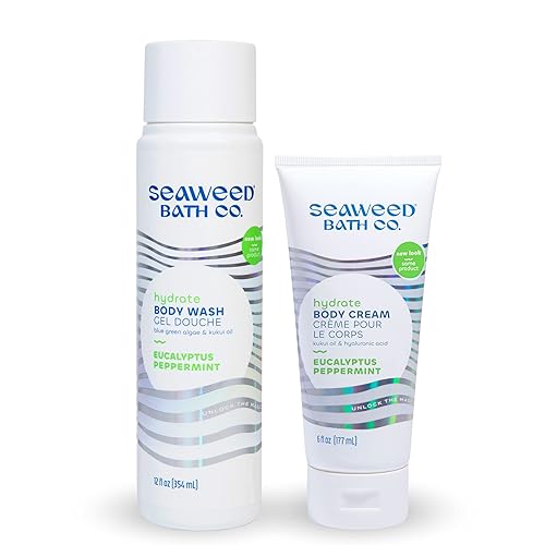 Miniatura 8 de Seaweed Bath Co. - Gel de baño y crema corporal Duo, 12 onzas, 6 onzas, aroma a lavanda, algas marinas cosechadas de forma sostenible
