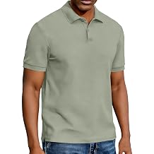 Men's Collared Shirt Short Sleeve 2 Button Tops Casual Fitness T-Shirts Moisture Wicking Performance Tee for Work