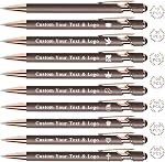 Stylos personnalisé en vrac, Stylo personnalisé avec nom/logo sur les deux côtés Cadeaux, encre noire gravé Ballpoint avec style, idéal pour les affaires, anniversaire, fête, mariage, école, matériel métallique