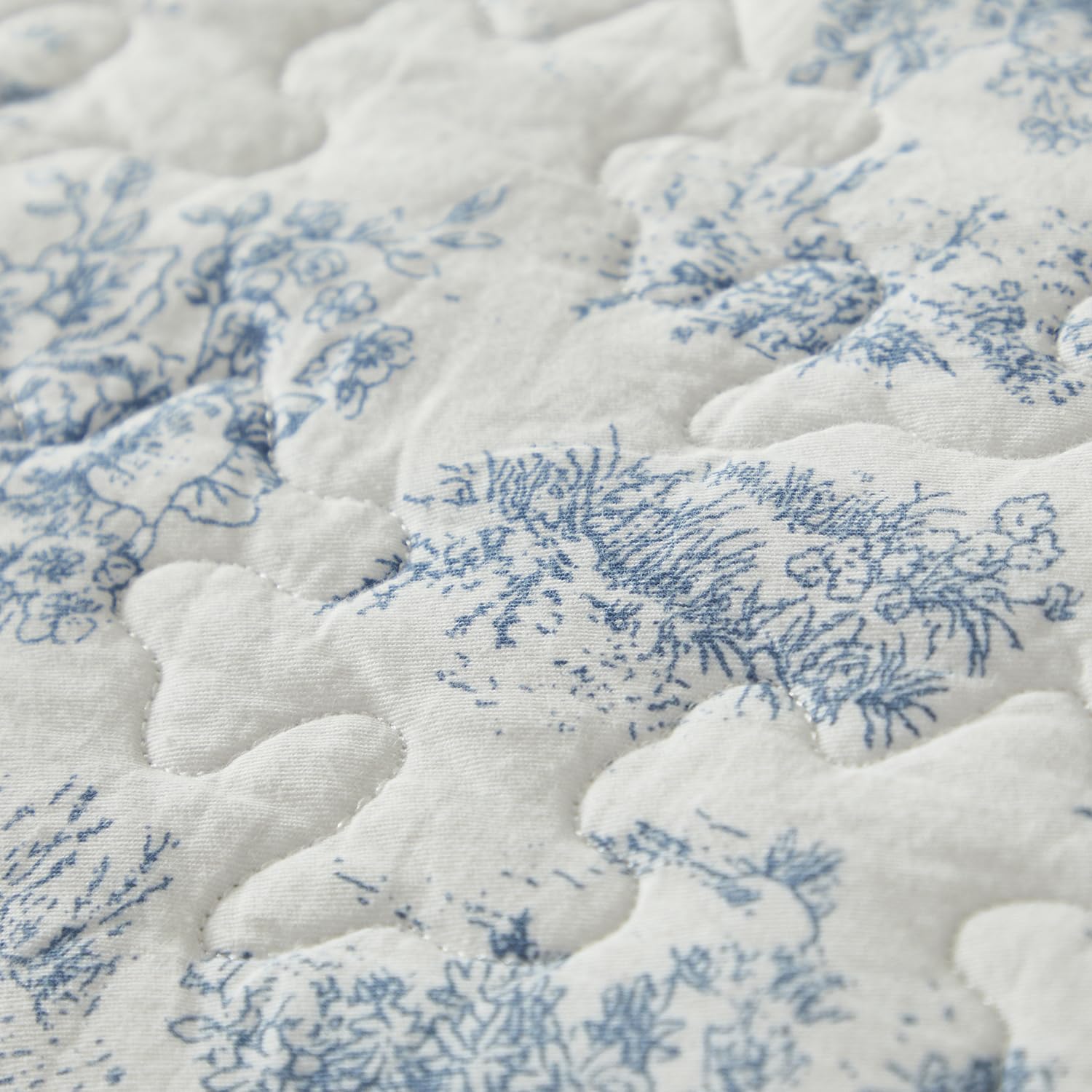 Brandream Quilted Pillow Shams Set of 2 Standard Size Cotton Pillow Cases Toile Bedding Blue and White Decorative Pillow Covers - Image 8