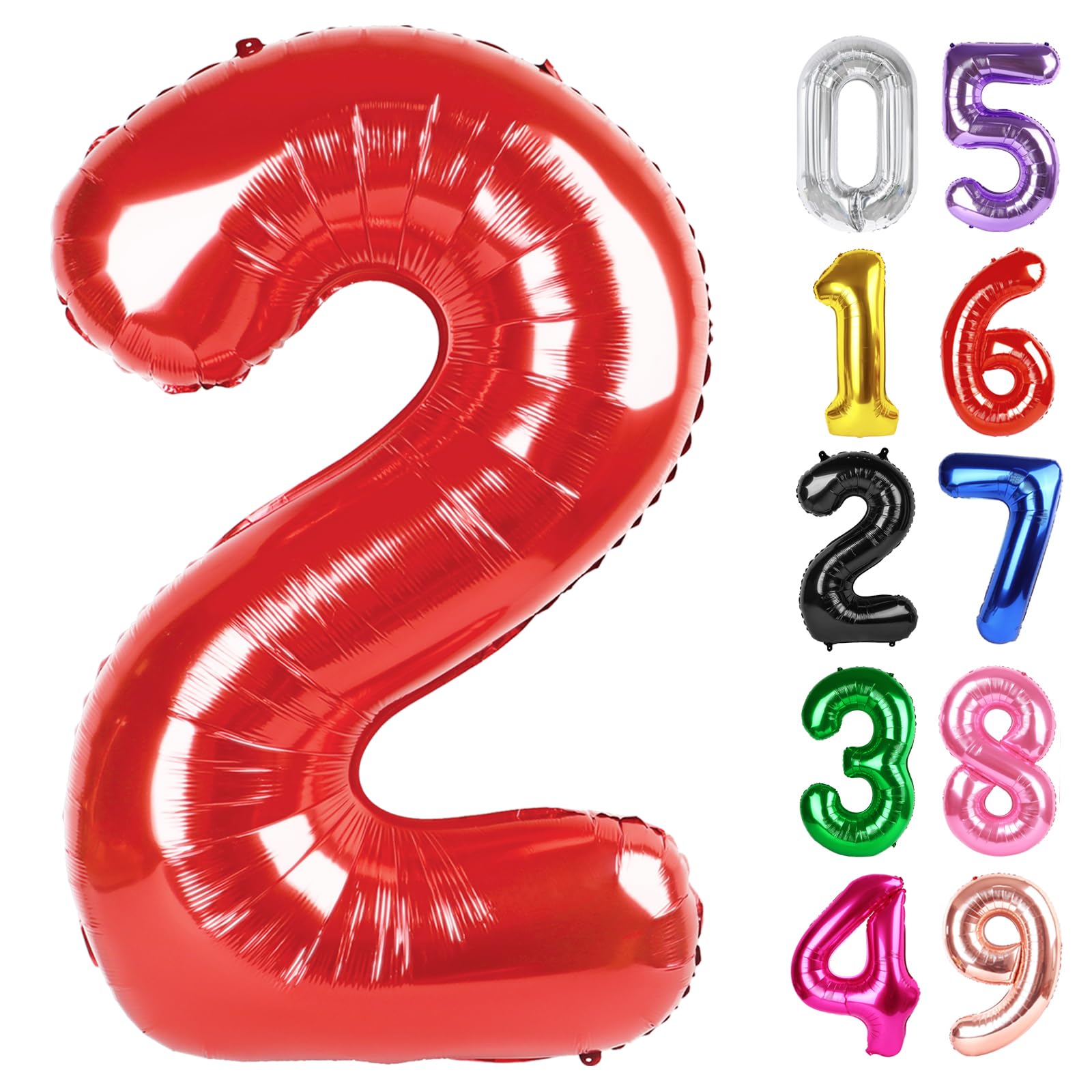 Red Number 2 Balloon 40 Inch, 2nd Birthday Party Decorations Men Women