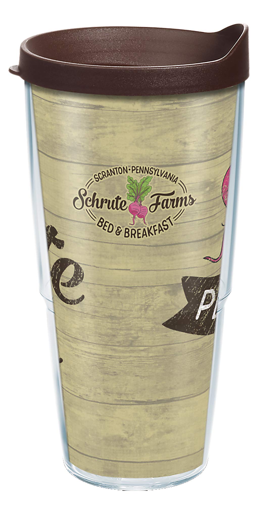 Tervis The Office Schrute Farms Made in USA Izolowany kubek podróżny z podwójnymi ściankami utrzymuje napoje zimne i gorące, 680 ml, klasyczny