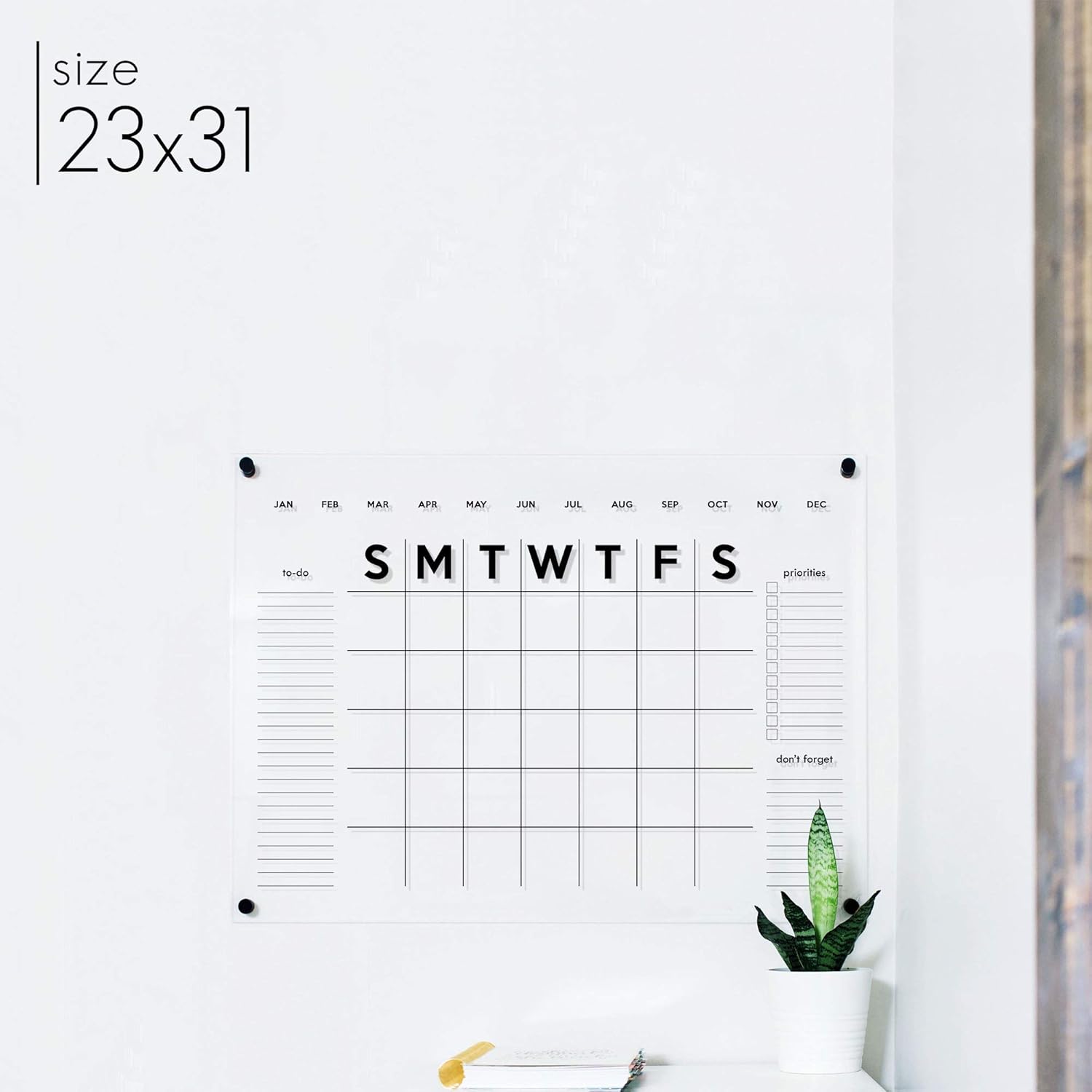 Acrylic Calendar, Dry Erase Reusable Acrylic Calendar, 2023 Minimalist Wall Calendar