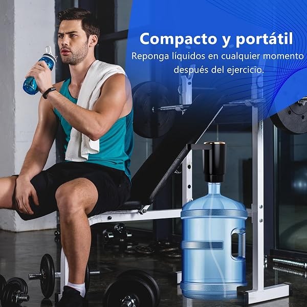 EasySpeed Dispensador de Agua de Doble Velocidad | Recargable 1200mAh Bomba de Grifo para Botellas con 2 Adaptadores | Compatible con Garrafas de 3 a 20 litros | para Camping, Casa & Oficina, Negro - 4