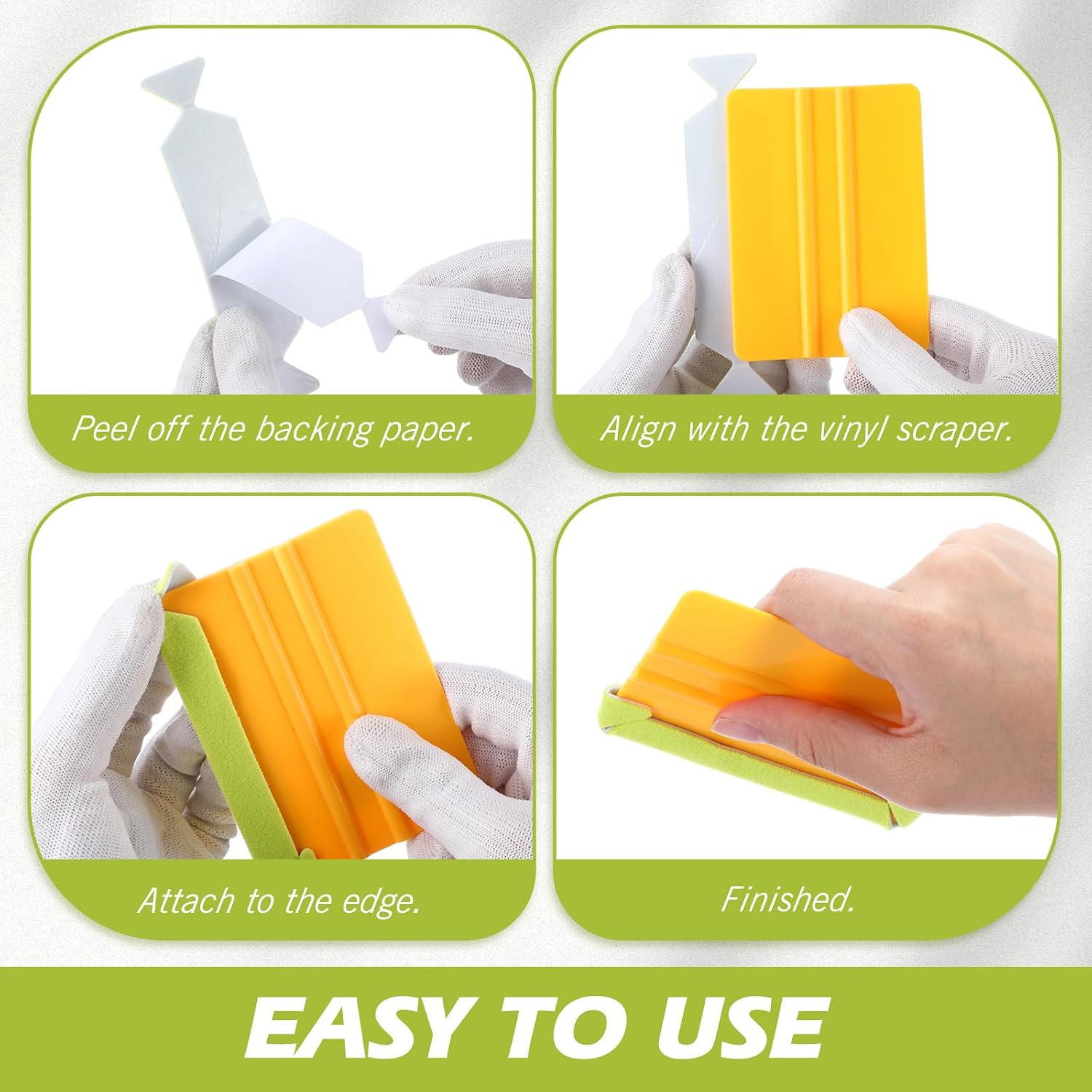 BBTO 50 Pcs Vinyl Squeegee Buffer Bulk Fit for 4 Inch Ppf Squeegee Felt Pre Cut Buffer Tape Self Adhesive Apply Wrap Film for Window Wet Dry Vinyl/ppf Application Tool EVA Layer Non Scratch Smooth