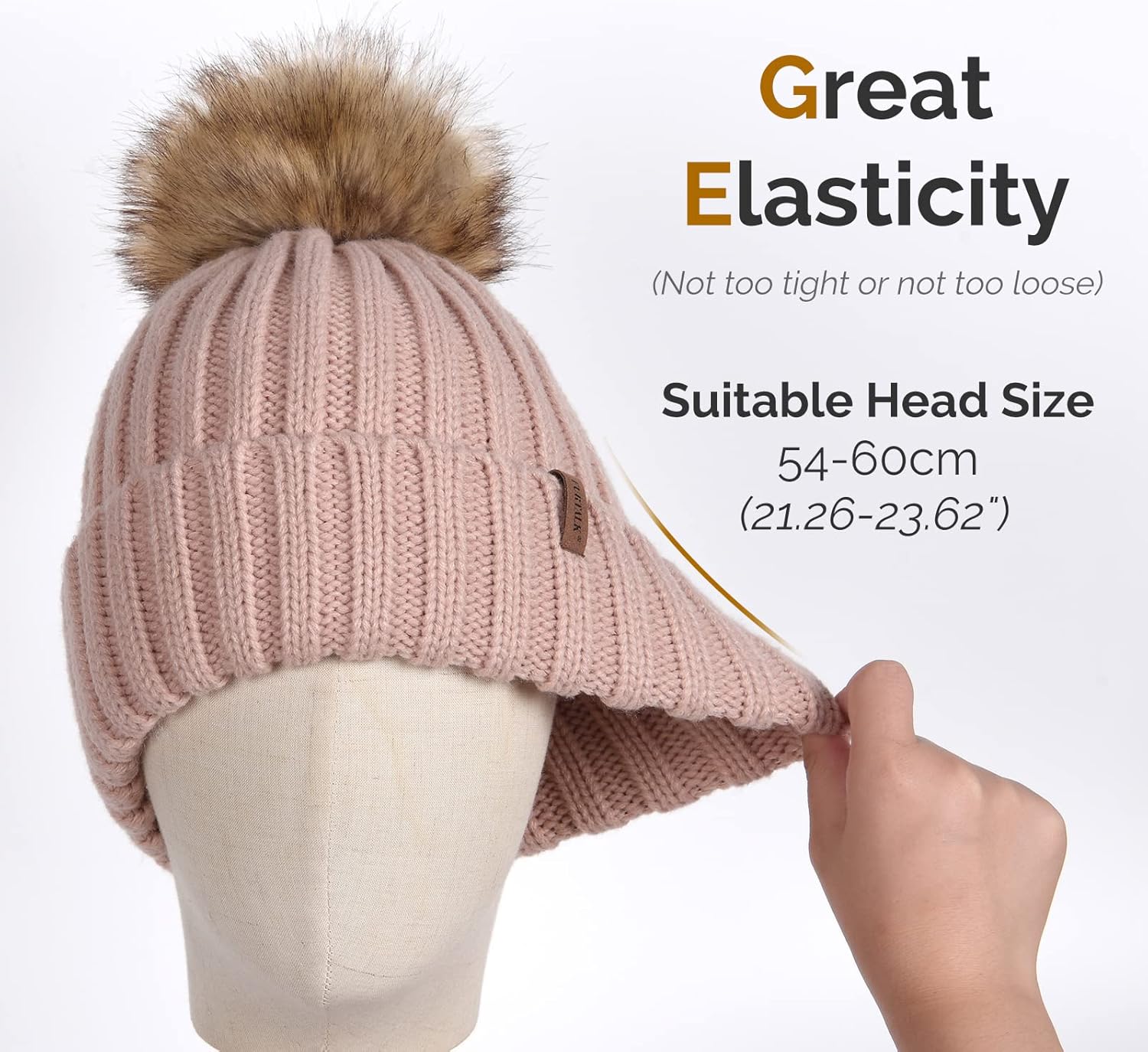 FURTALK Womens Winter Knitted Beanie Hat with Faux Fur Pom Warm Knit Skull Cap Beanie for Women - Image 4