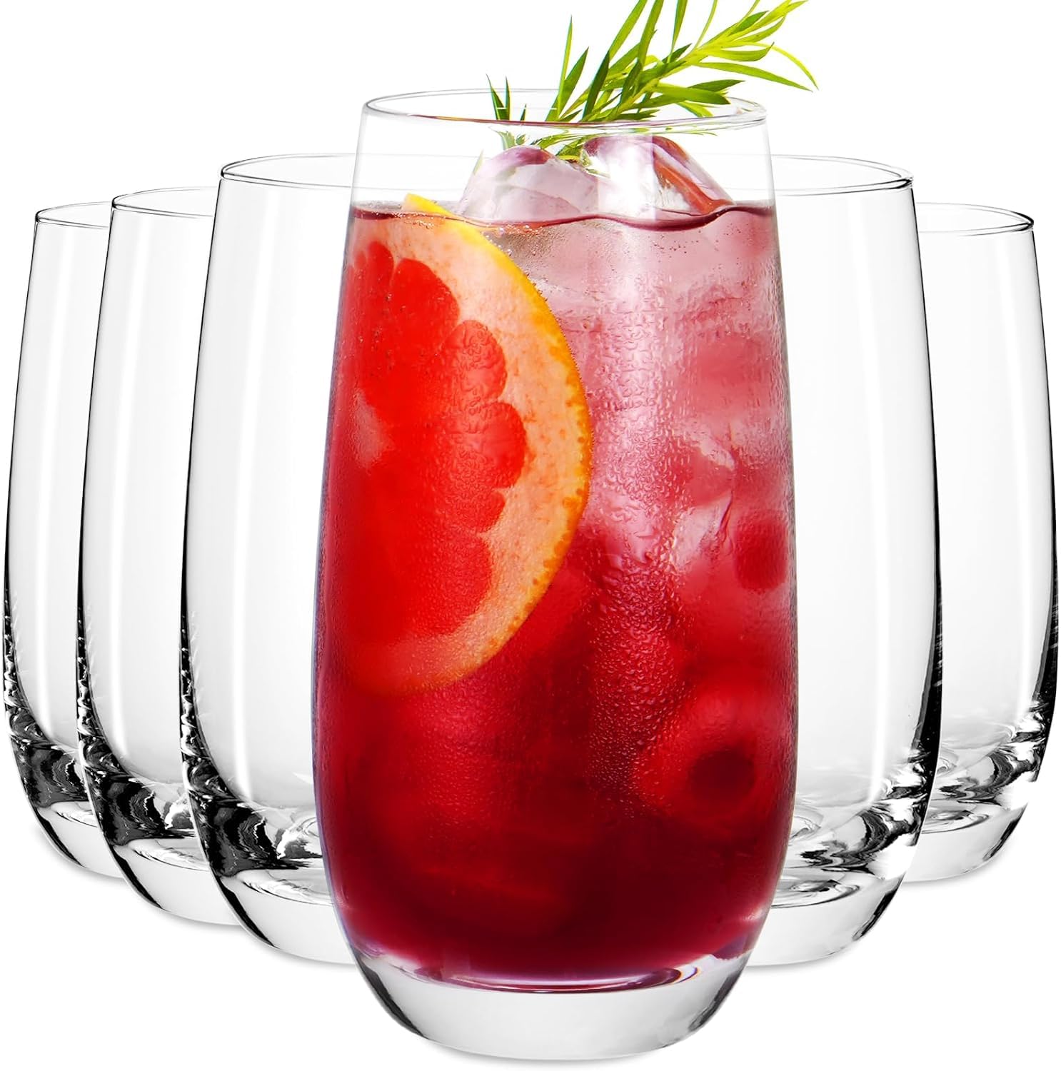 Highball Glasses Set of 6 16oz Large Drinking Tumblers Lead-Free Water Glasses for Cocktails and Mixed Drinks Set