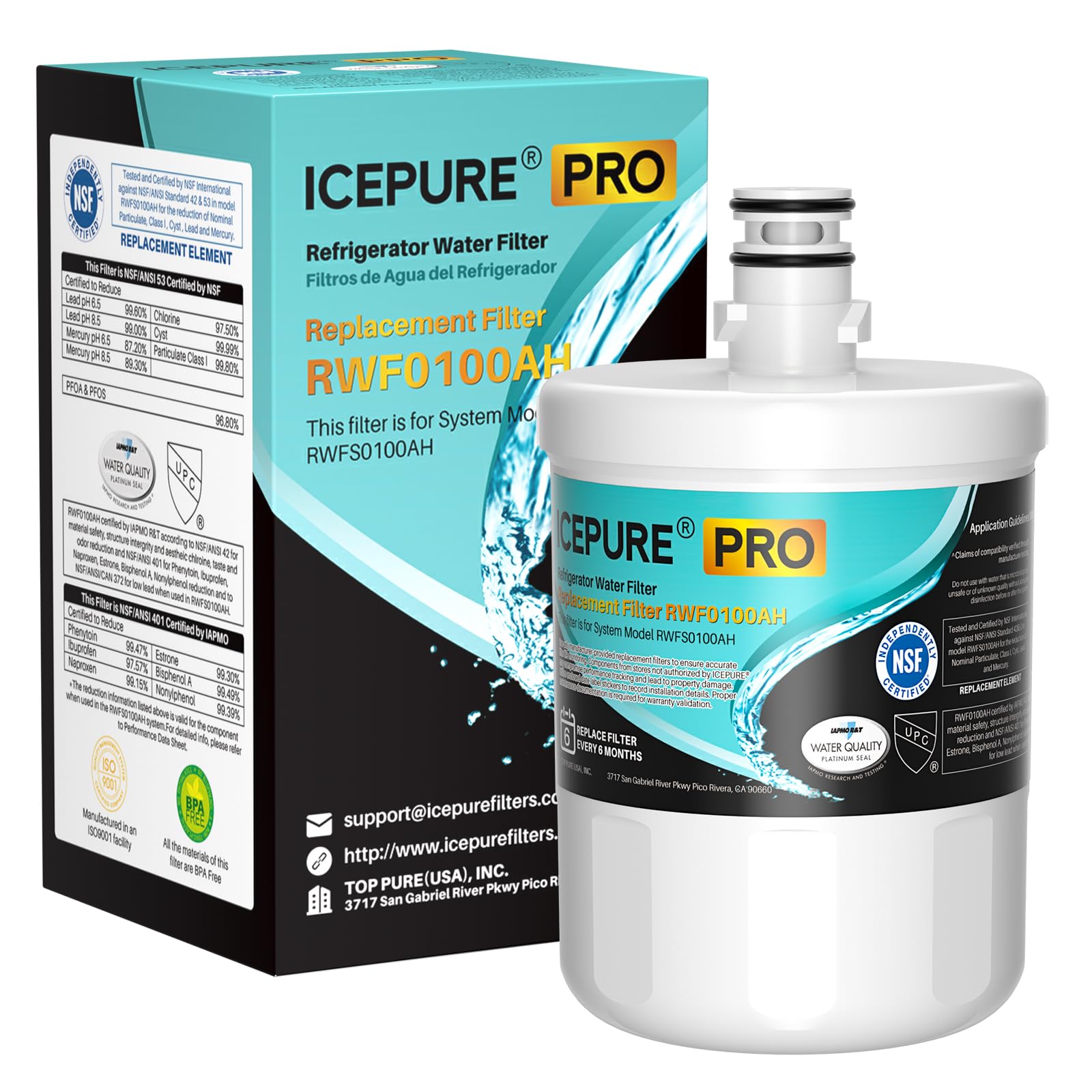ICEPURE PRO 5231JA2002A NSF401&amp;53&amp;42 Certified Water Filter,1 PACK