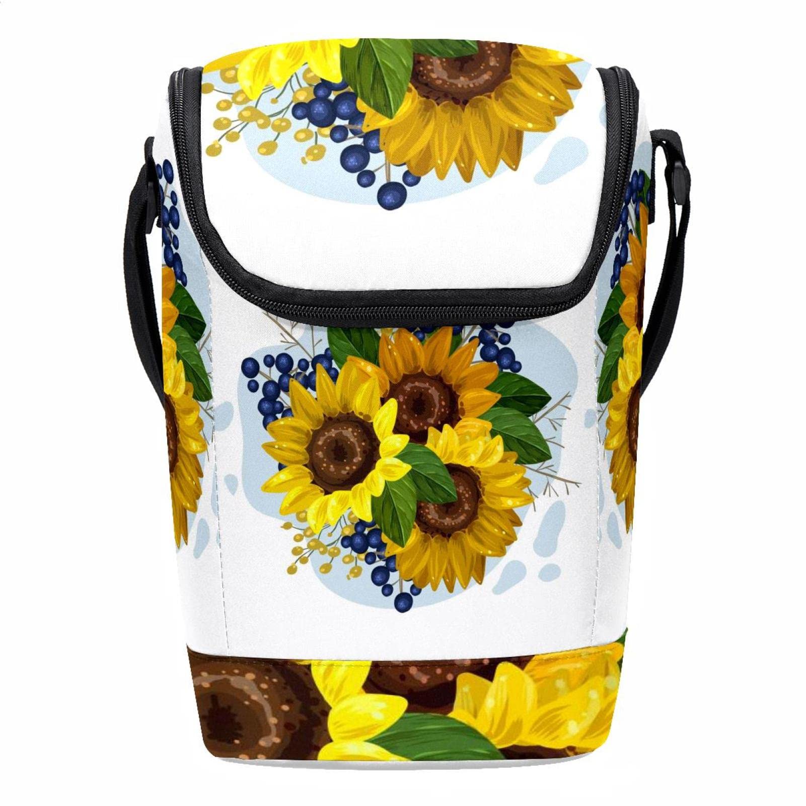 Lonchera de girasoles para oficina y picnic bolsa térmica con cremallera floral