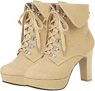 UN3D. ROUND TOE SHORT BOOTS ベージュ　38 Amazon.com | UniqueStride Womens Chunky Platform Ankle Boots