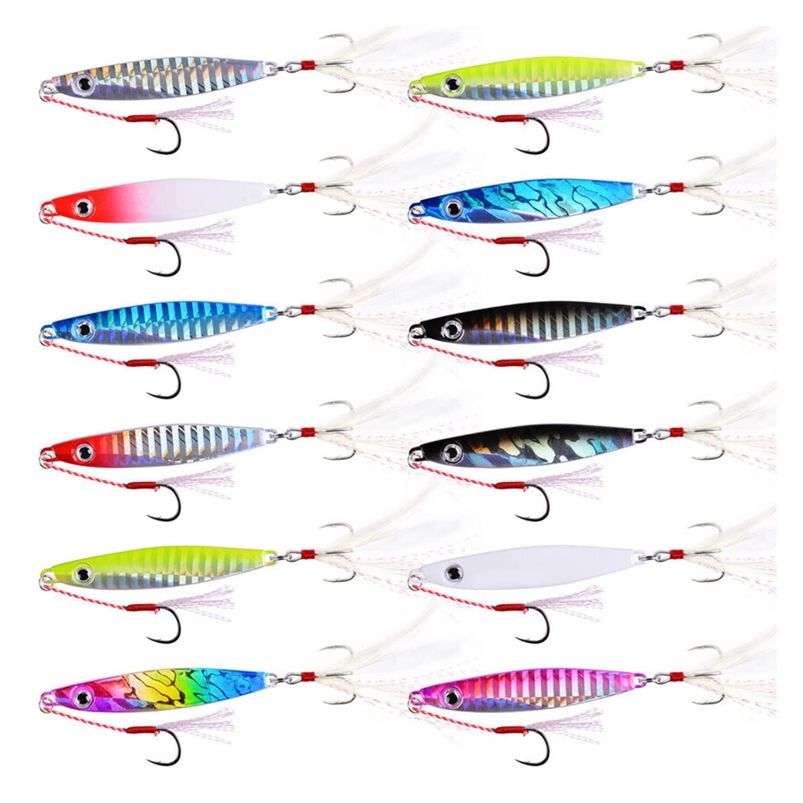 XILILHC 12 Pezzi di Esche da Pesca in Metallo jig 7g 12g 17g 22g 30g 40g Cucchiaio Mare Bait Sink Parker Bass