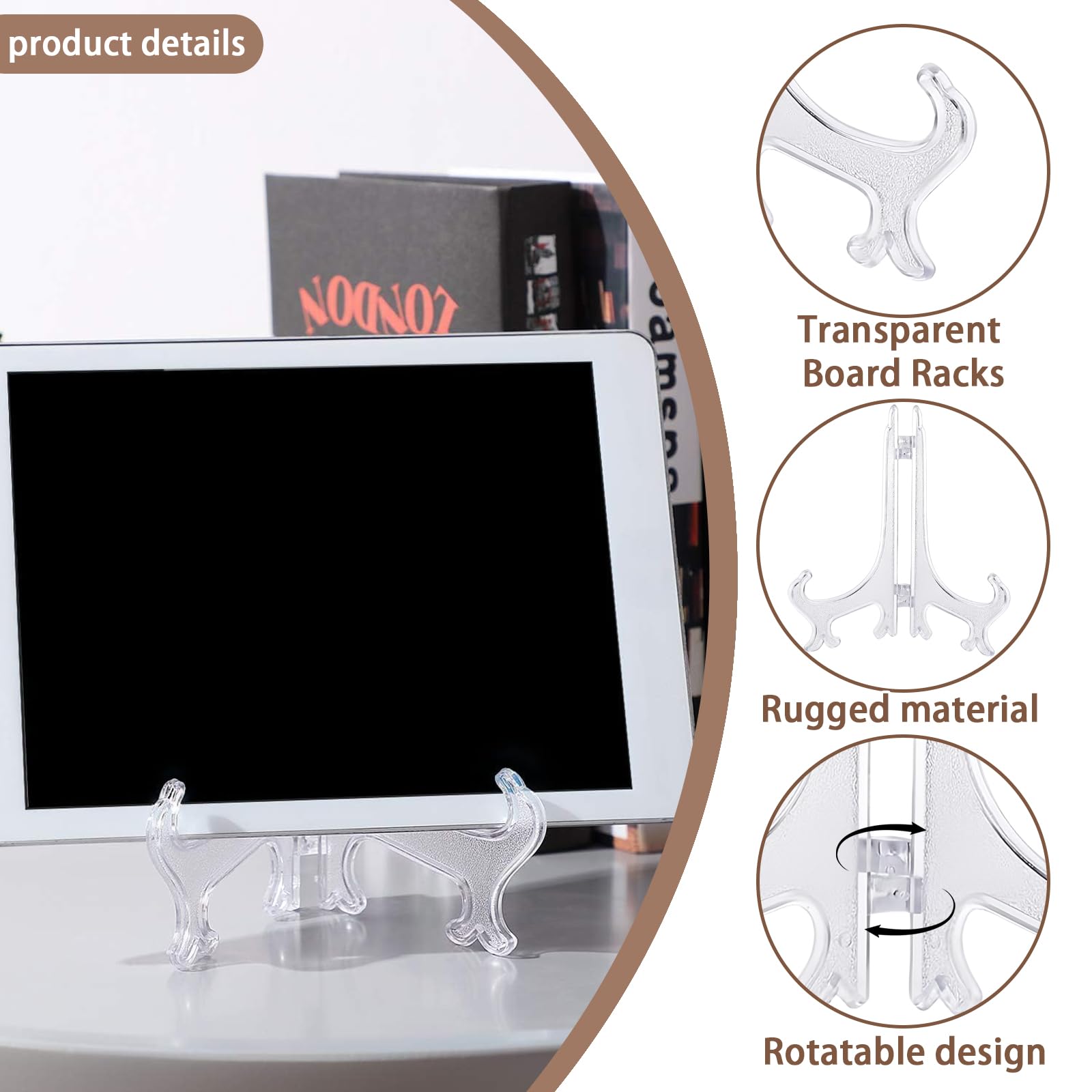 10 Supporti Cavalletto Trasparenti Per Foto E Display - 5 Dimensioni Diverse