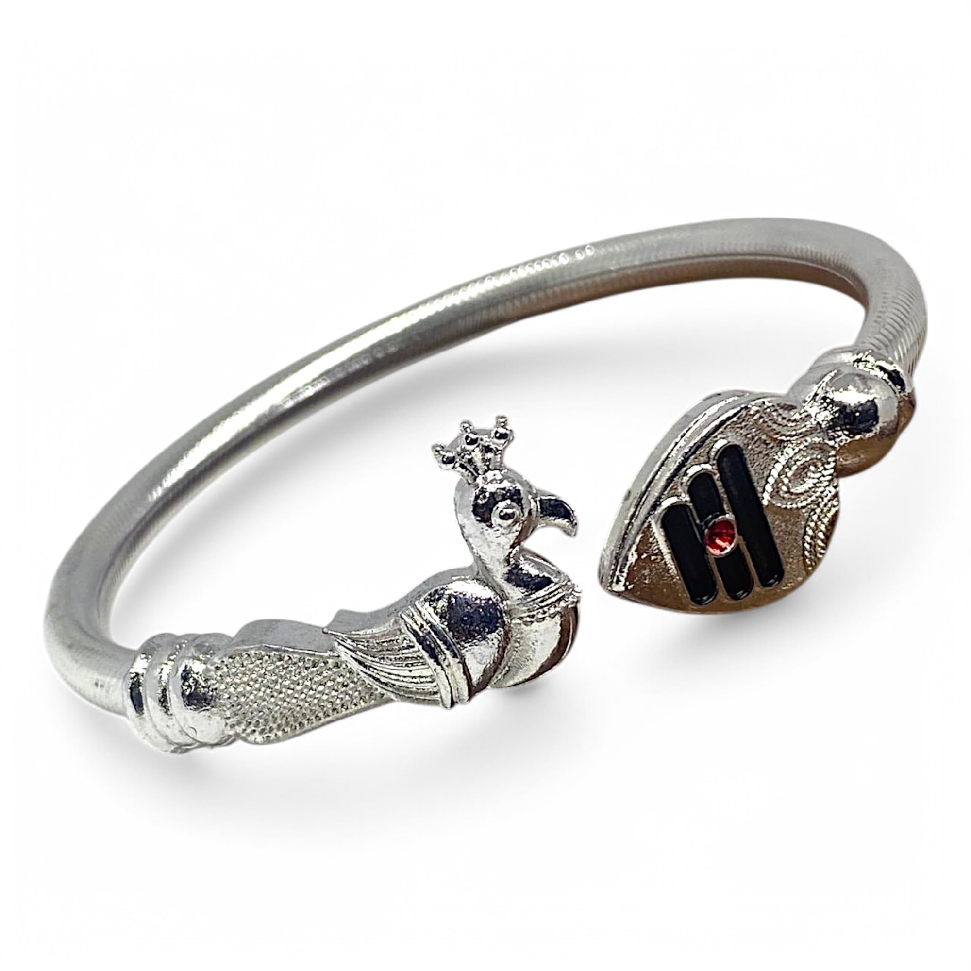 Adjustable Vel & Mayil Metal Silver color Bracelet/kappu/kadda I Unisex jewelry I Lightweight & Comfortable Fit I Unisex, Modern, and Durable-image-2