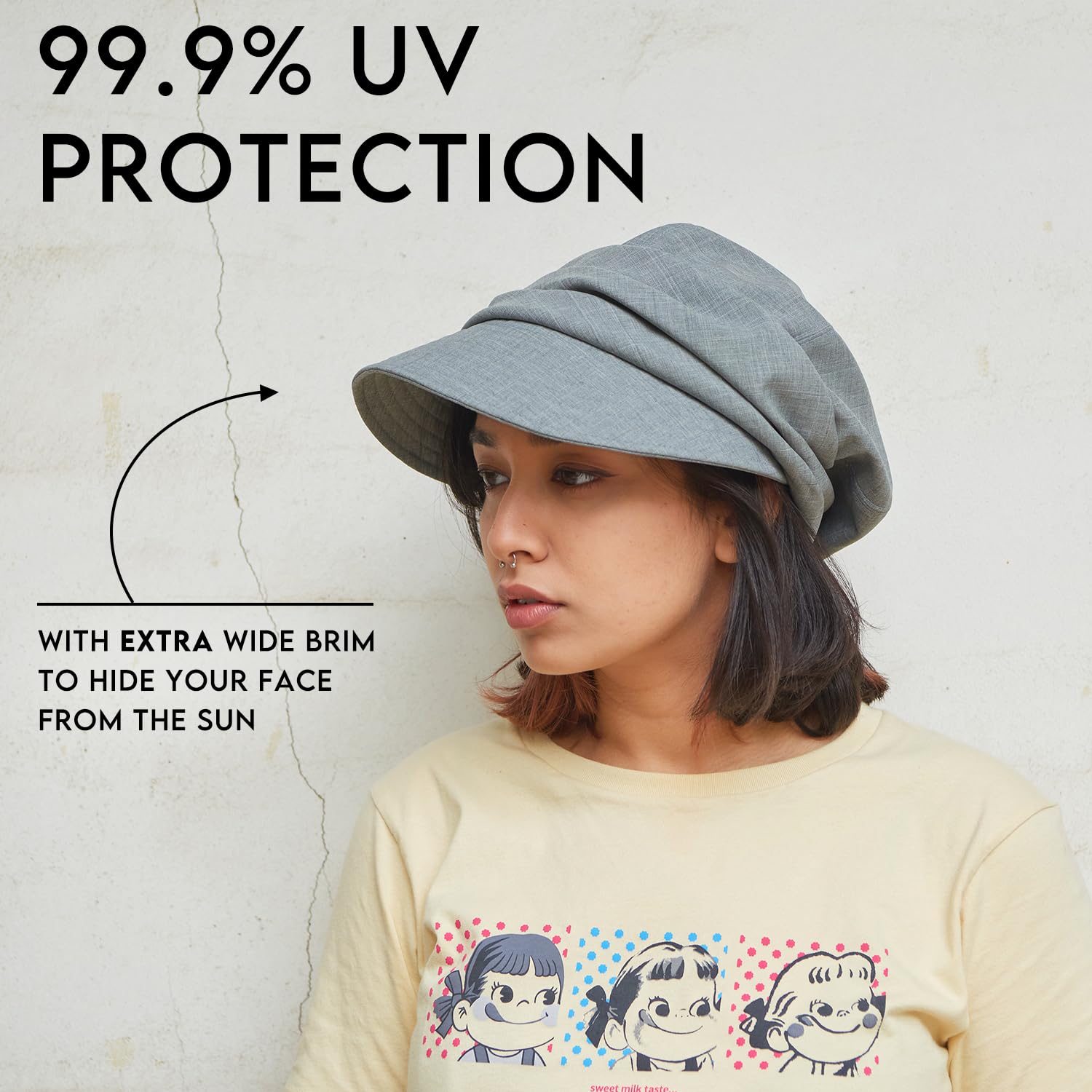 CHARM Organic Cotton Sun Hat for Women - Summer Spring Folding Visor for UV Protection, Chemo and Sensitive Skin