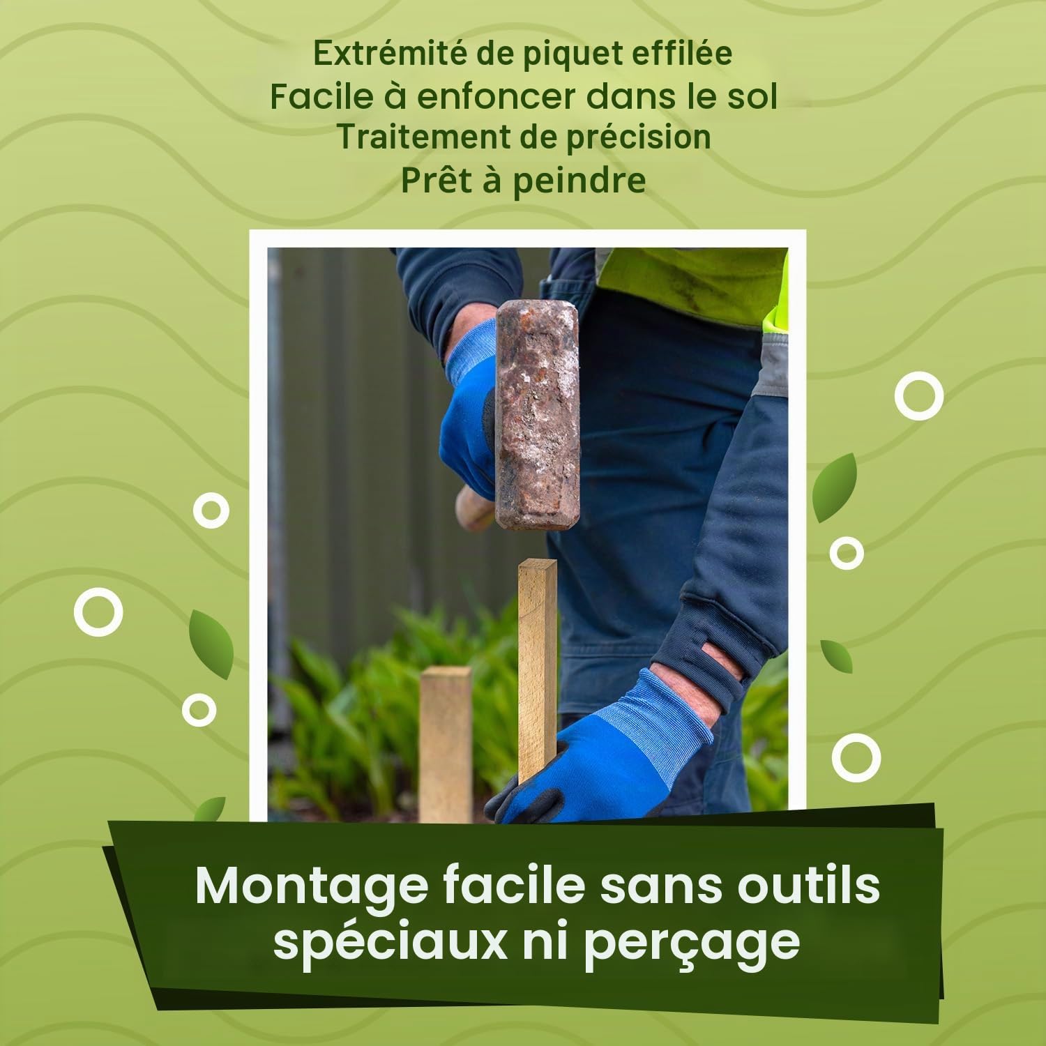 tiges en bois de hêtre, poteaux en bois - Support pour plantes idéal pour les poteaux de clôture, travaux de jardinage et DIY - Tiges de plantation robustes - Piquets en bois de 25 mm de
