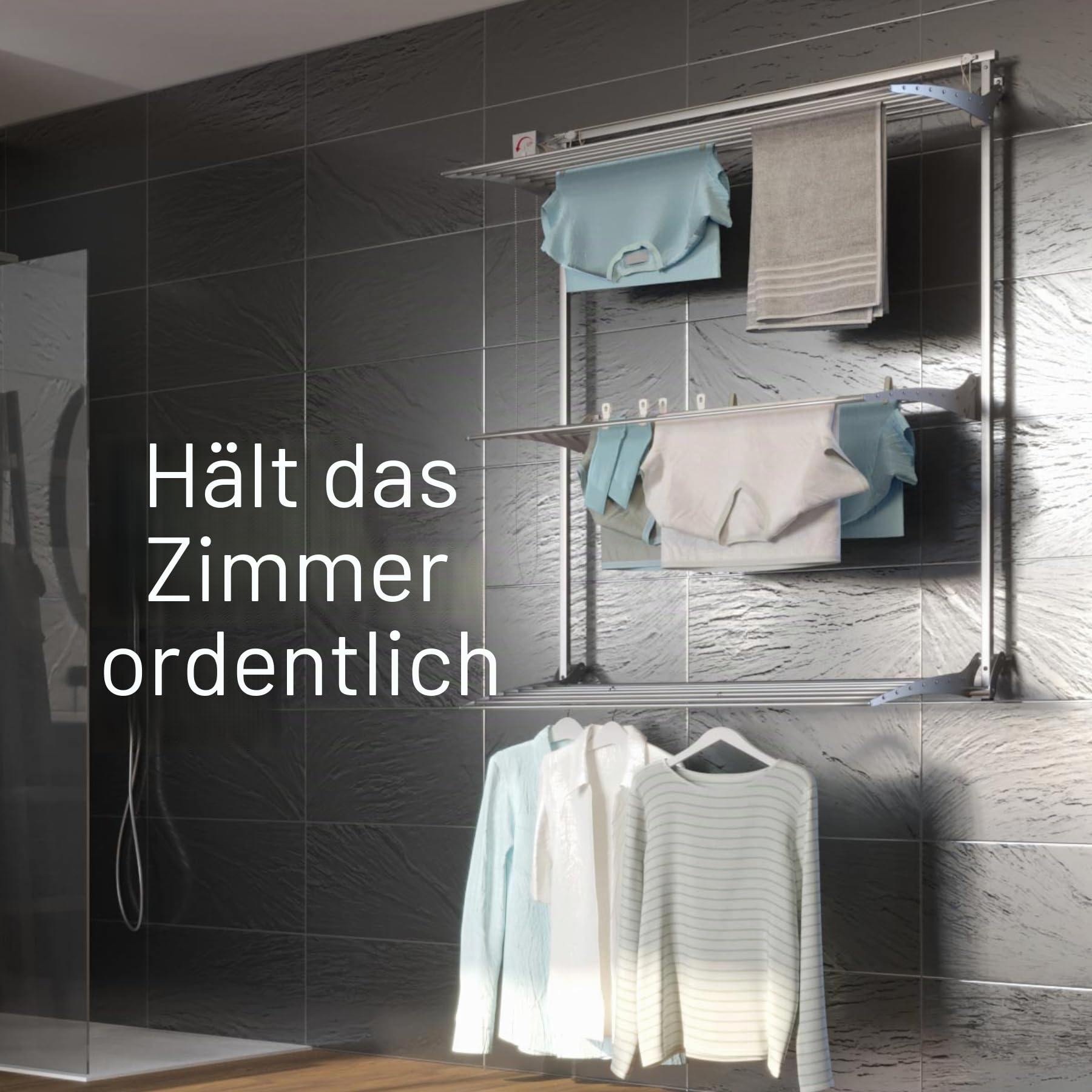 Foxydry Tower Wand Wäscheständer, vertikaler Wäscheständer für den Innen- und Außenbereich aus Aluminium und Stahl (Weiß, 100)