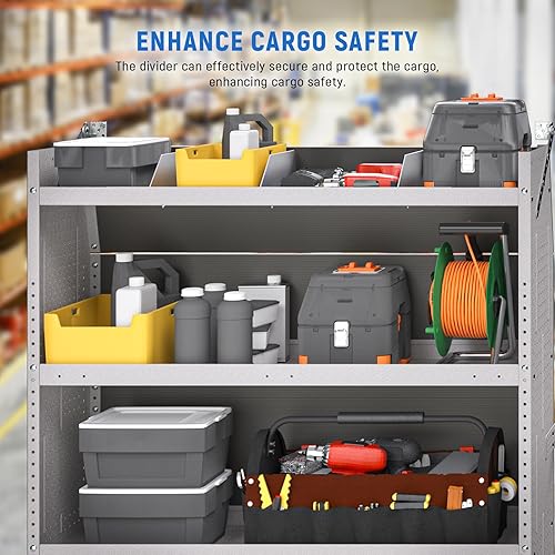 Vista 22 de AA Products P-SH-Divider-A - Divisor de estantes accesorios para estantes diseñados para almacenamiento de estanterías de furgonetas de 13 pulgadas