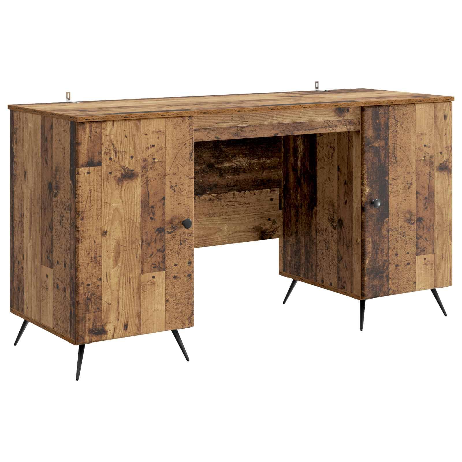 Scrivania Ufficio Porta PC Legno Ingegnerizzato 142,5x50x75cm | Tavolo da lavoro con ante e ripiani interni, ideale per ottimizzare lo spazio nello studio o in camera da letto.
