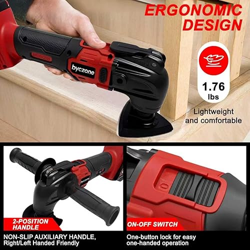 Miniatura 6 de Multiherramienta oscilante inalámbrica compatible con batería Milwaukee M18, solo herramienta, 6 velocidades 8,500-21,000 RPM, luz LED integrada, 22