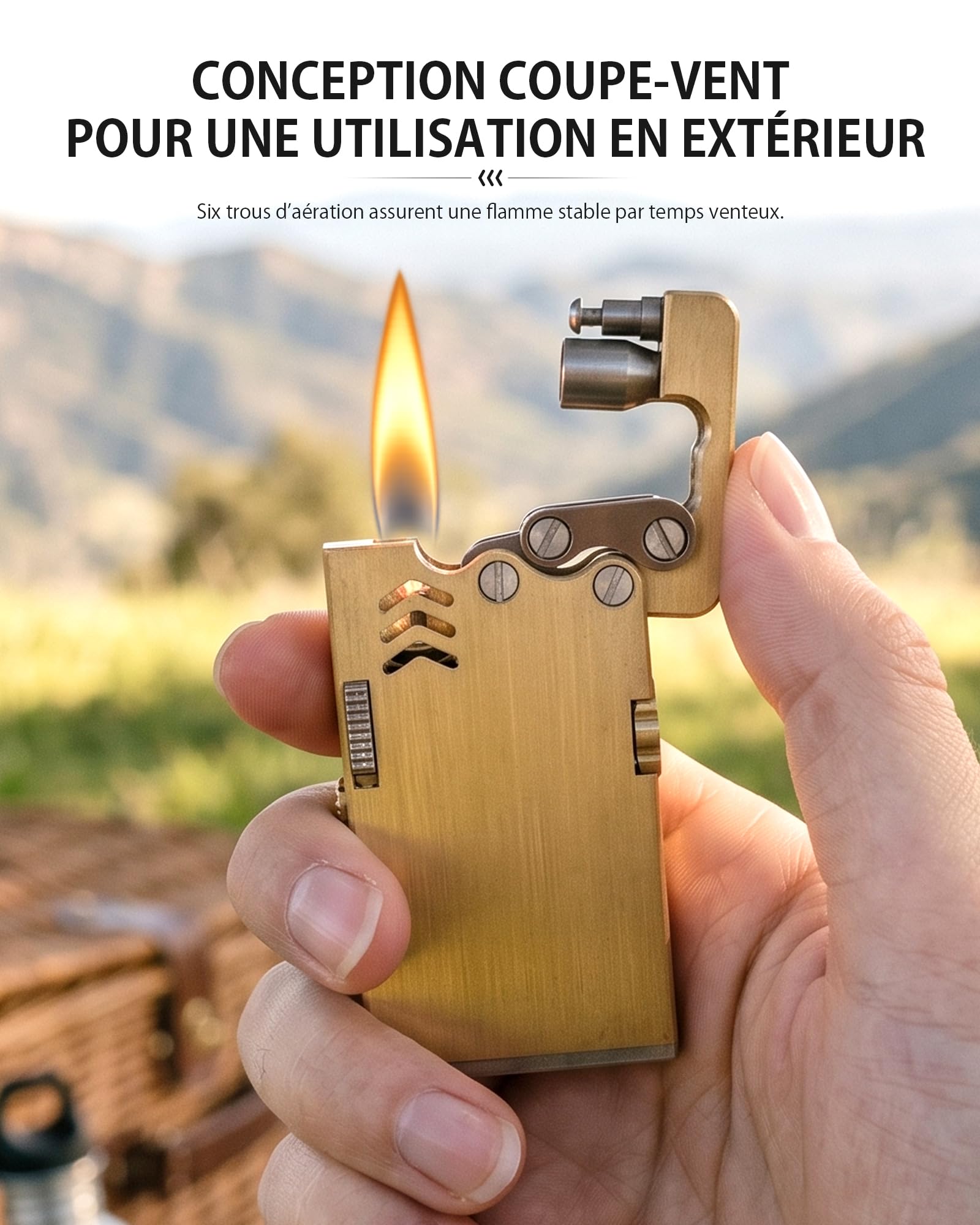 Thorens Ejection Brass Finish Briquet à Essence Laiton Anti-Vent